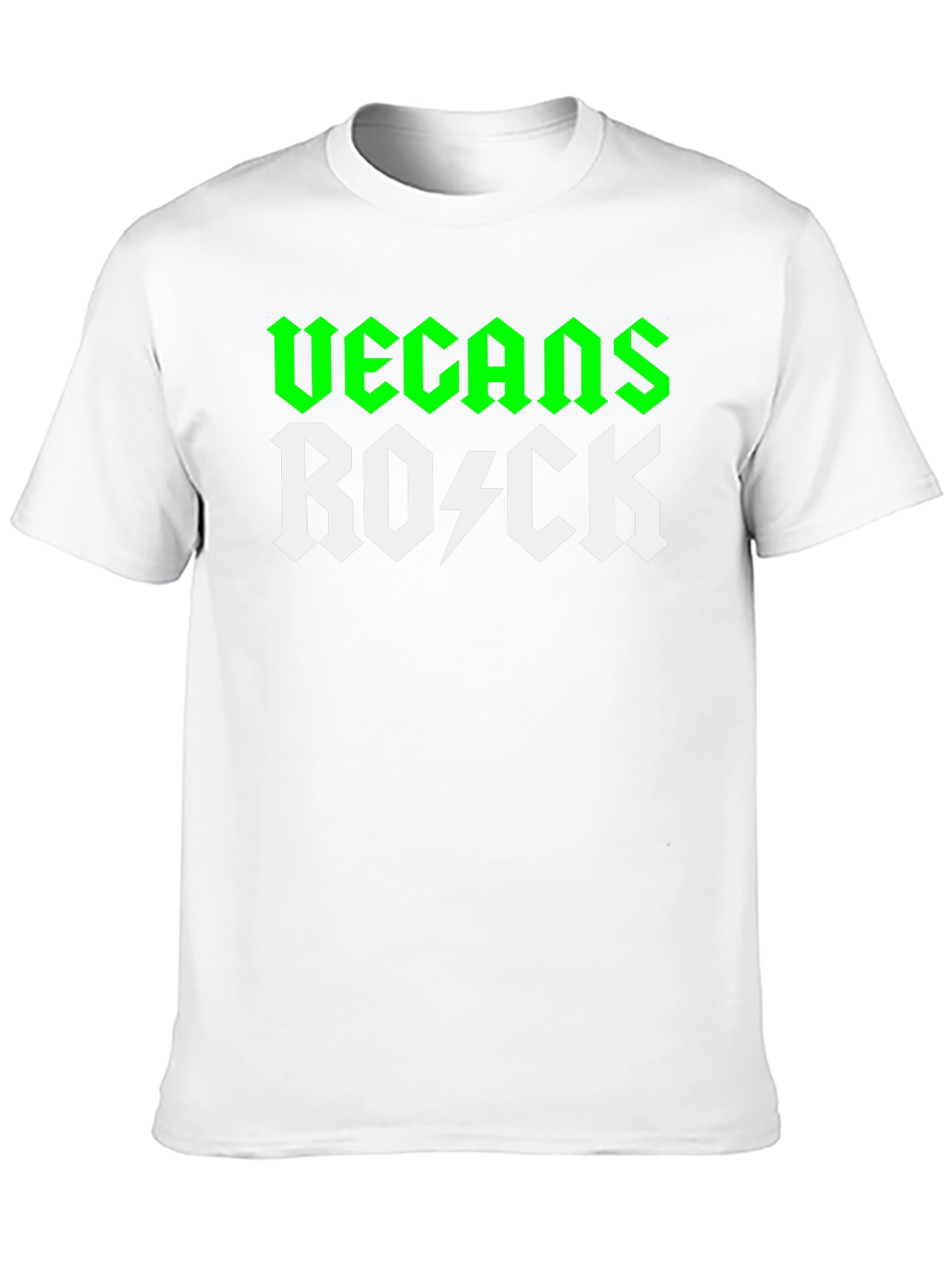 Black Vegans Rock T-Shirt - Green & White Graphic Tee view 10