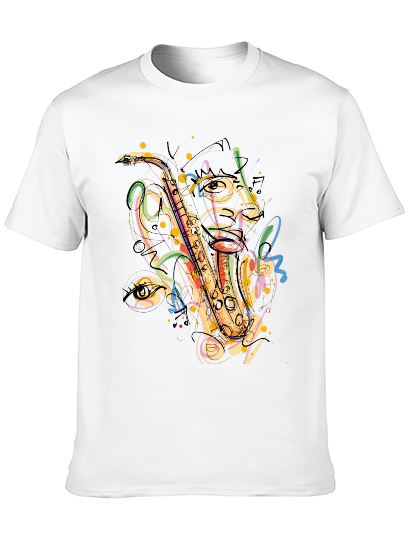 Black Saxophone Graphic Print Black T-Shirt view 10