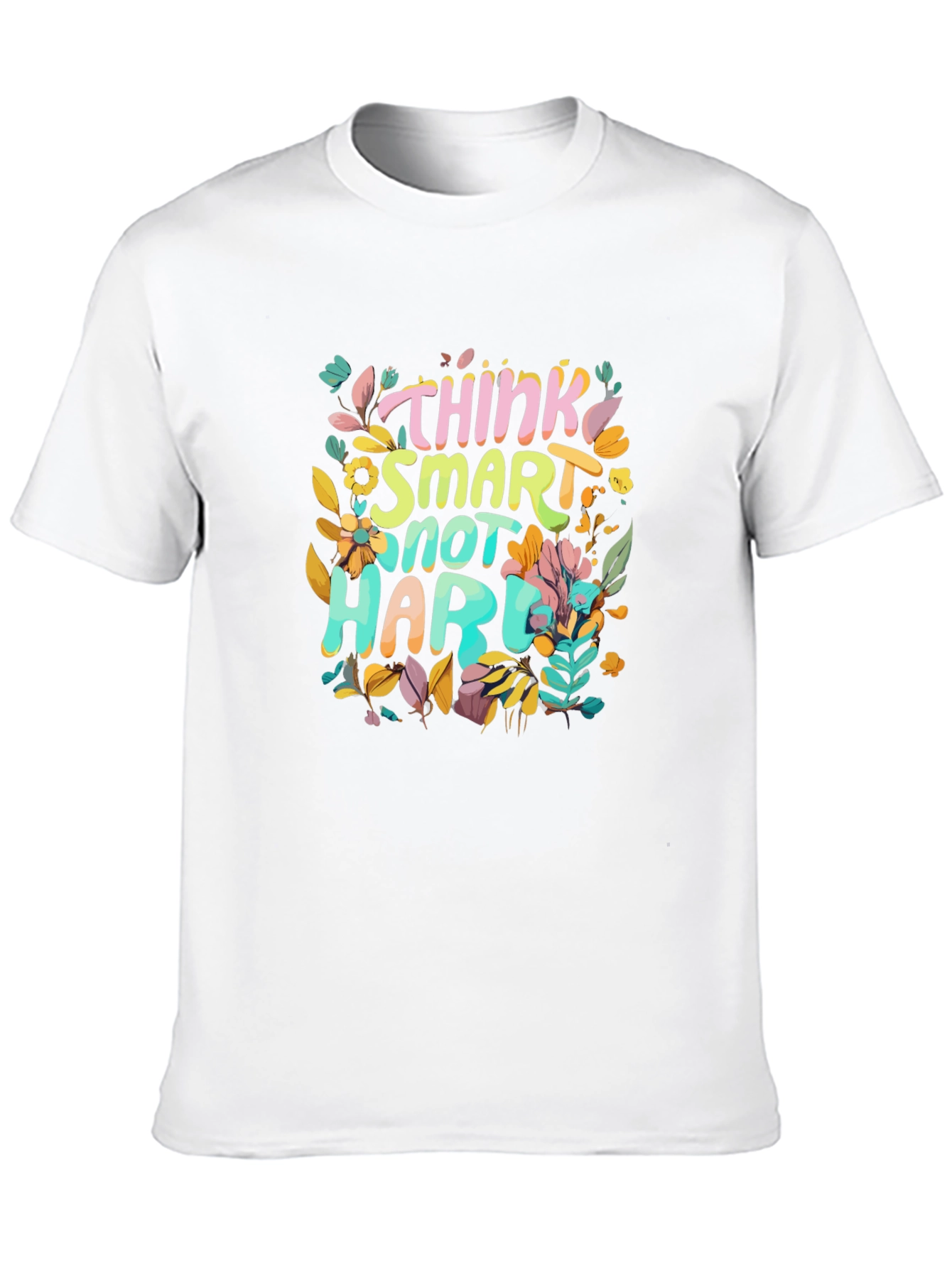 Black Think Smart T-Shirt - Unique Floral Design view 10