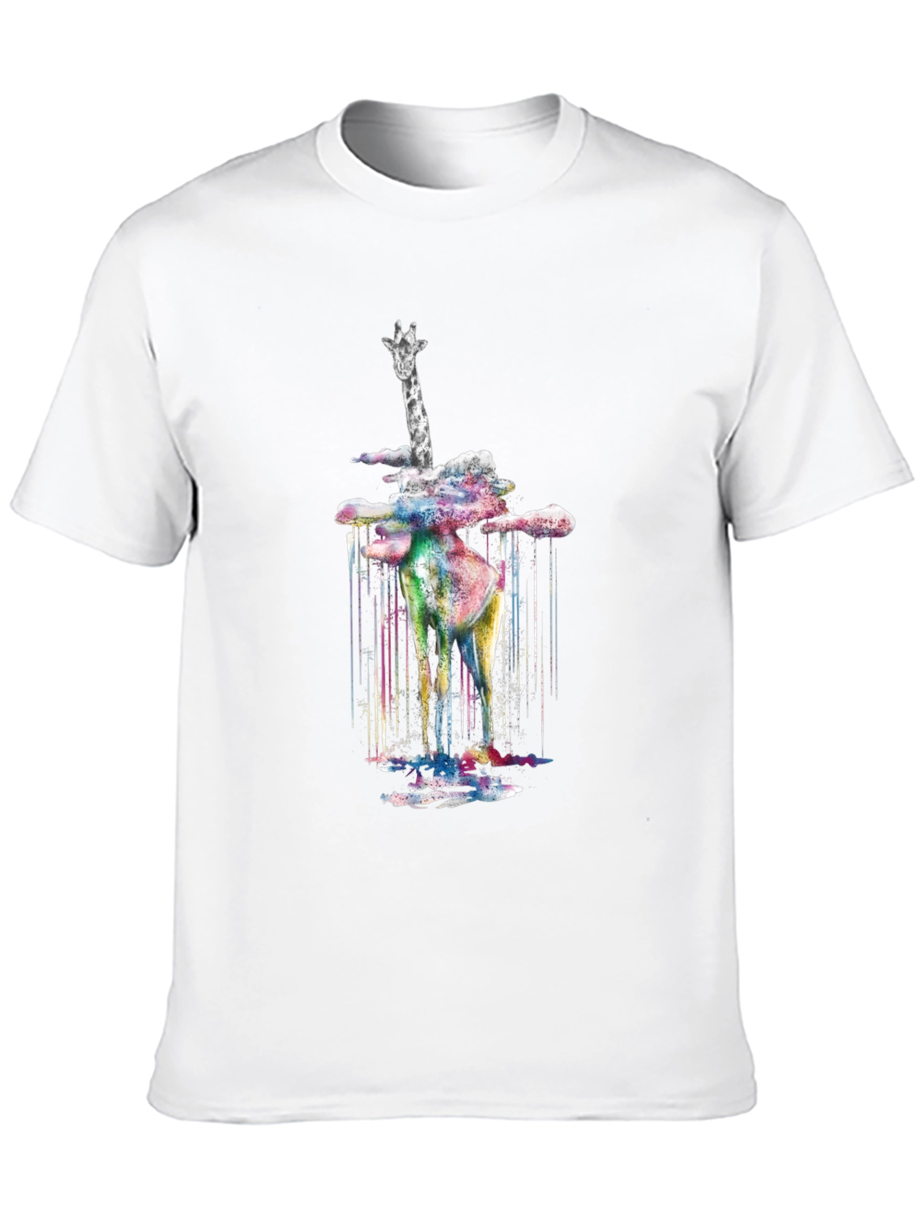 Black Artistic Giraffe Graphic Tee - Stylish Black T-Shirt view 10