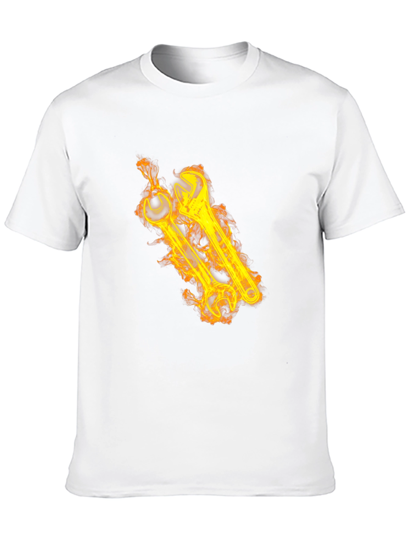 Black Fiery Wrench Graphic Black T-Shirt view 10