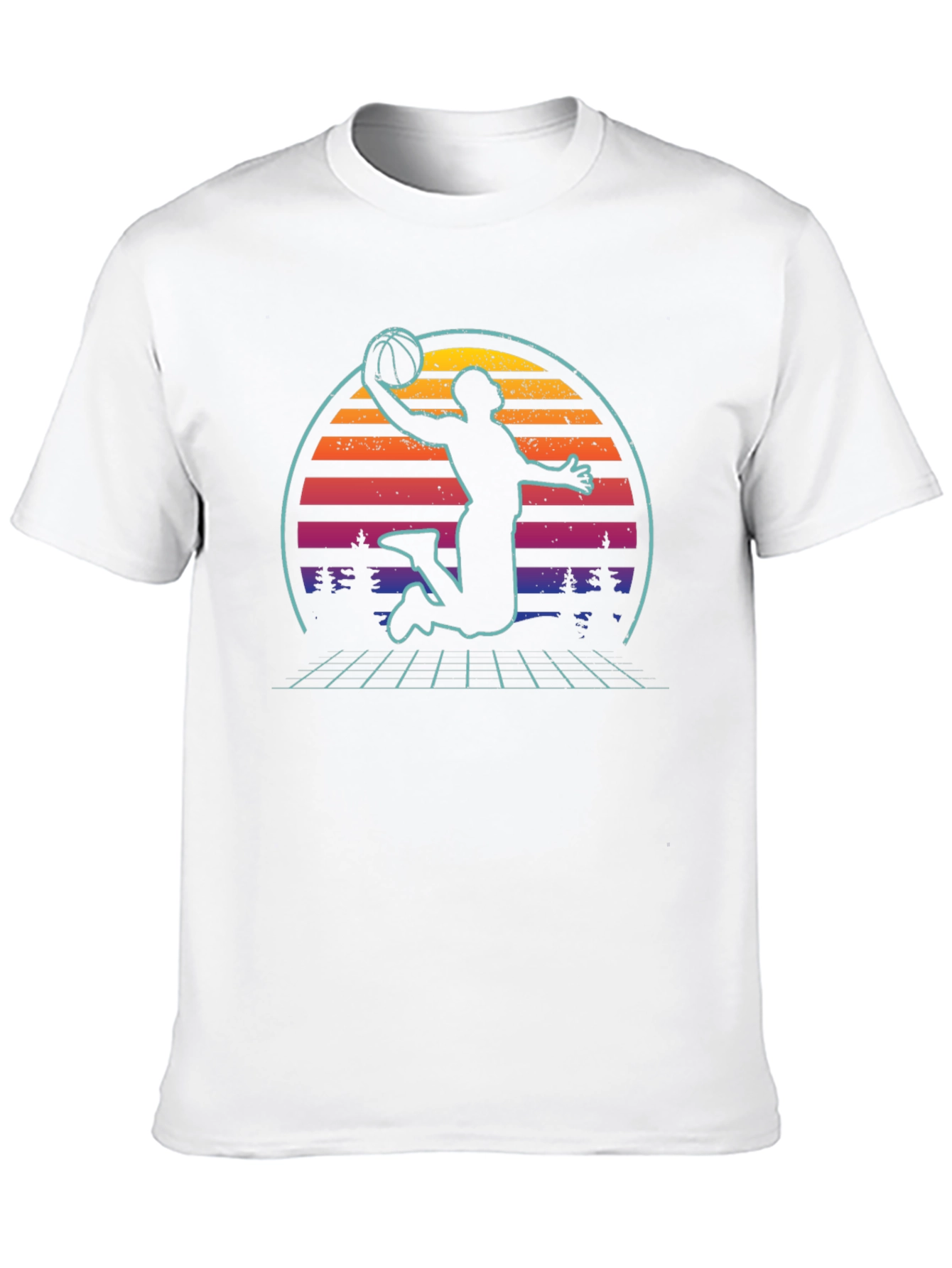 Black Retro Sunset Basketball Graphic Tee view 10