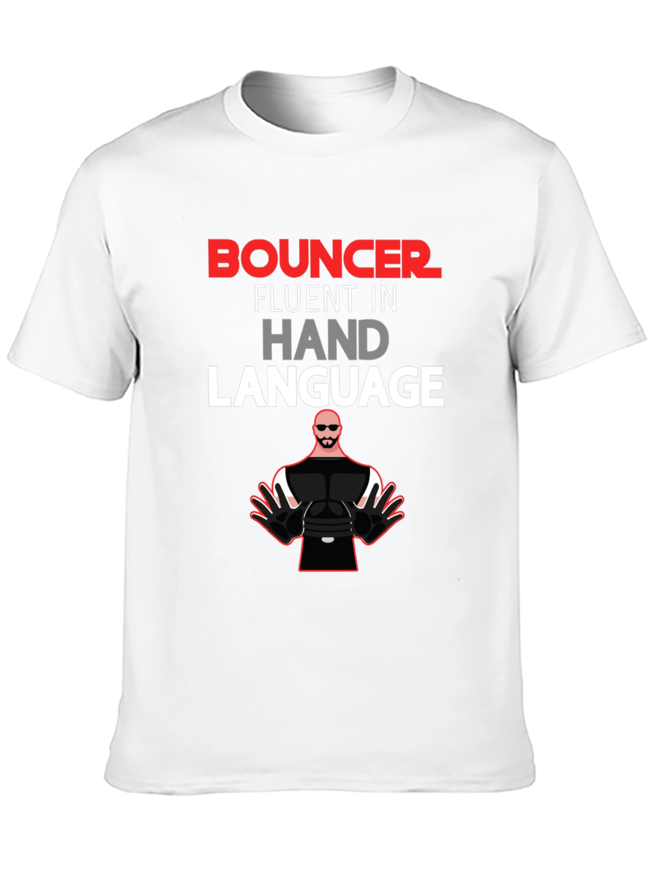 Black Bouncer Fluent in Hand Language Black Graphic Tee view 10