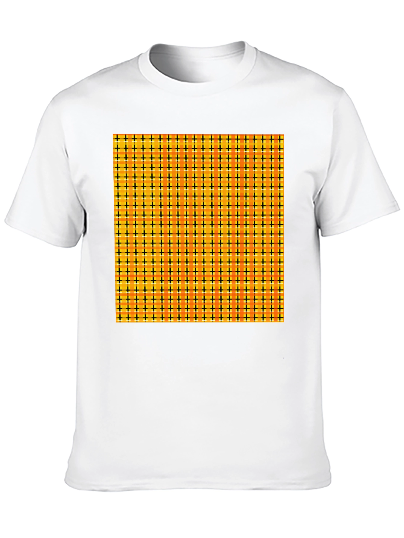 Black Men's Black Tee with Colorful Grid Pattern view 10