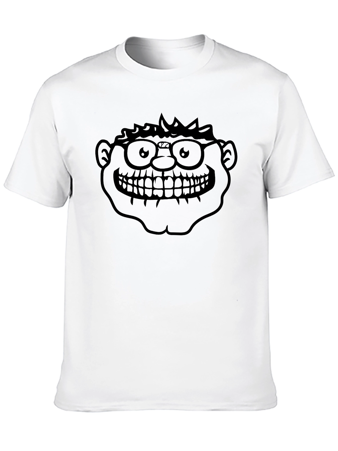 Black Black T-Shirt with Cartoon Face Graphic view 10