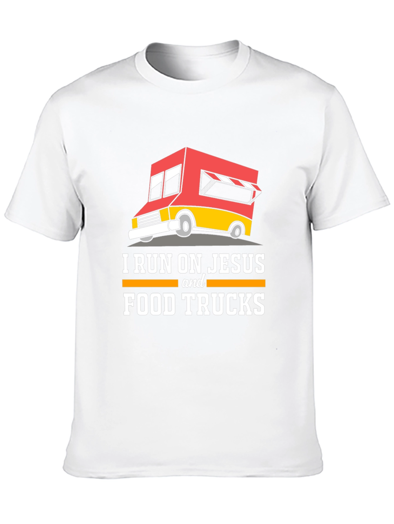 Black I Run on Jesus and Food Trucks T-Shirt view 10
