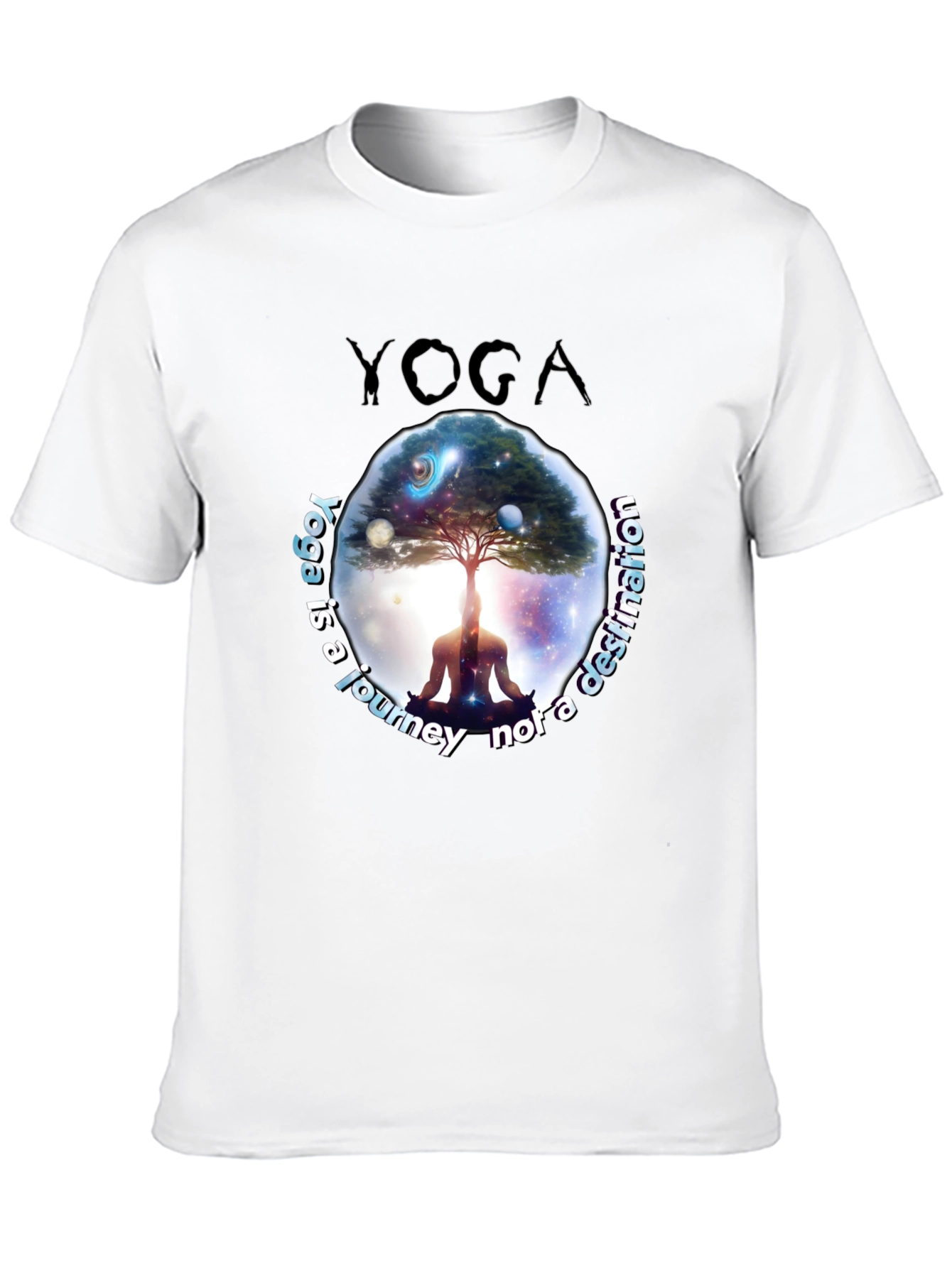 Black Yoga Journey T-Shirt - Meditative Graphic Tee view 10