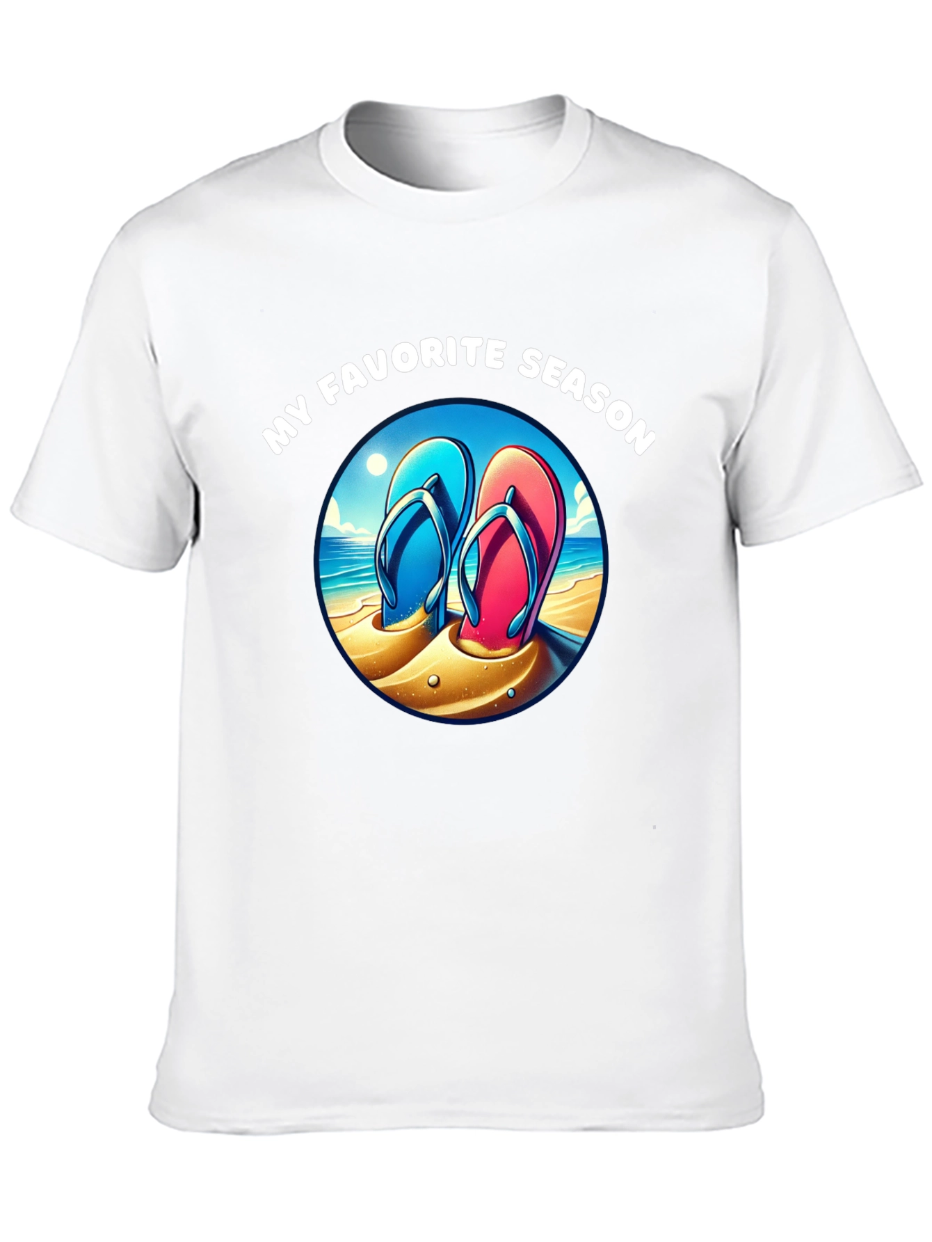 Black My Favorite Season Beach Flip Flop T-Shirt view 10