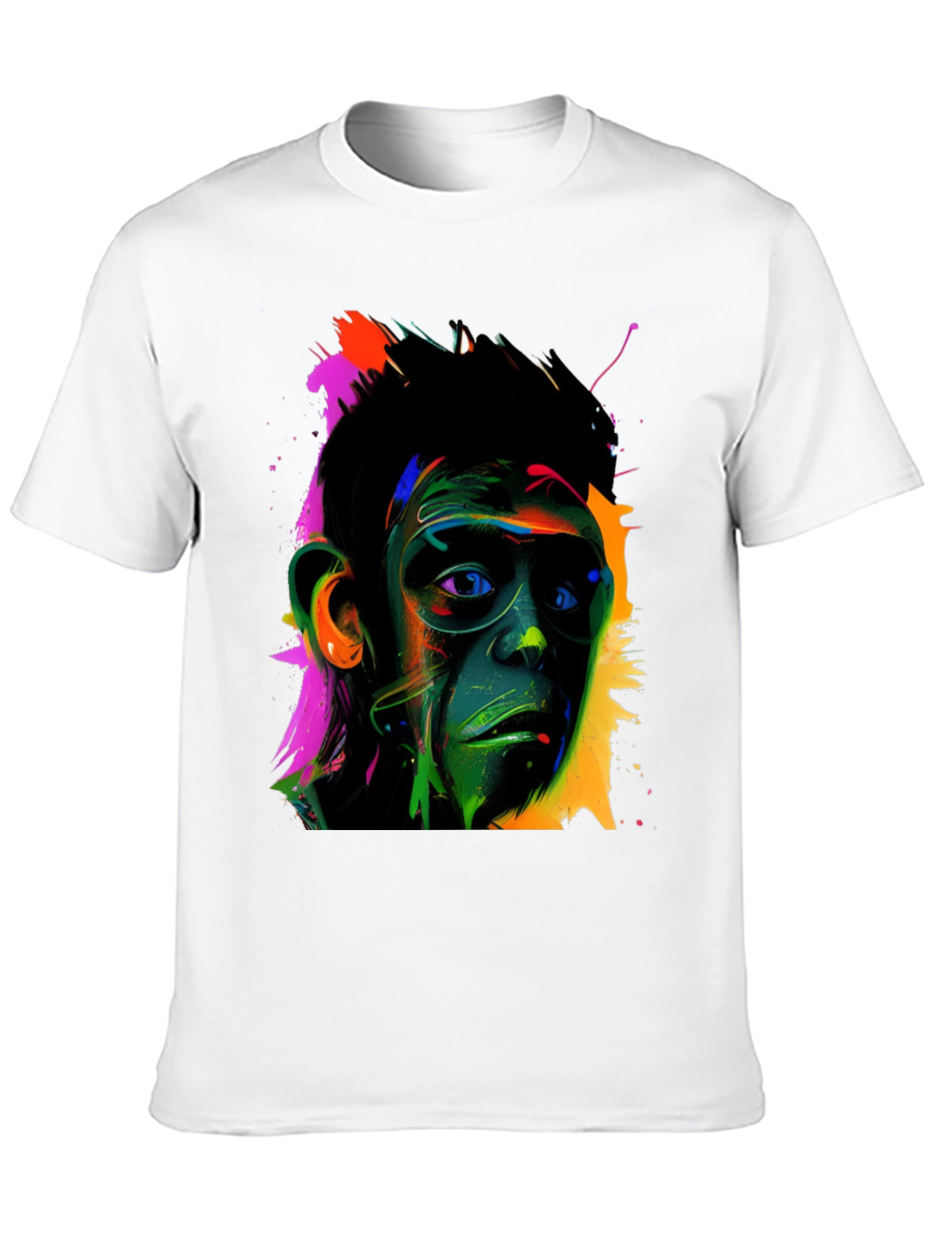Black Colorful Monkey Face Graphic T-Shirt view 10