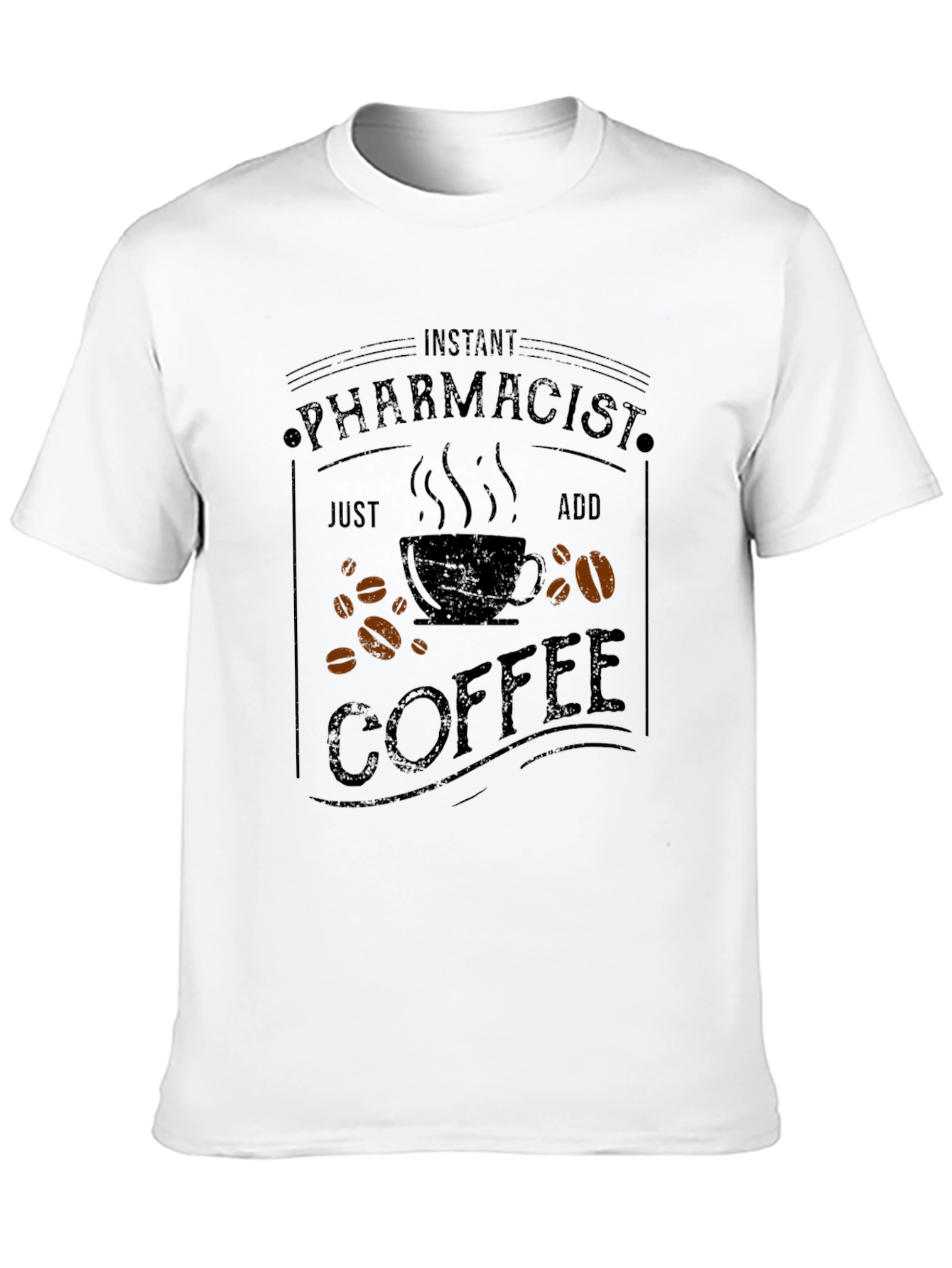 Black Instant Pharmacist Just Add Coffee Men's Black T-Shirt view 10