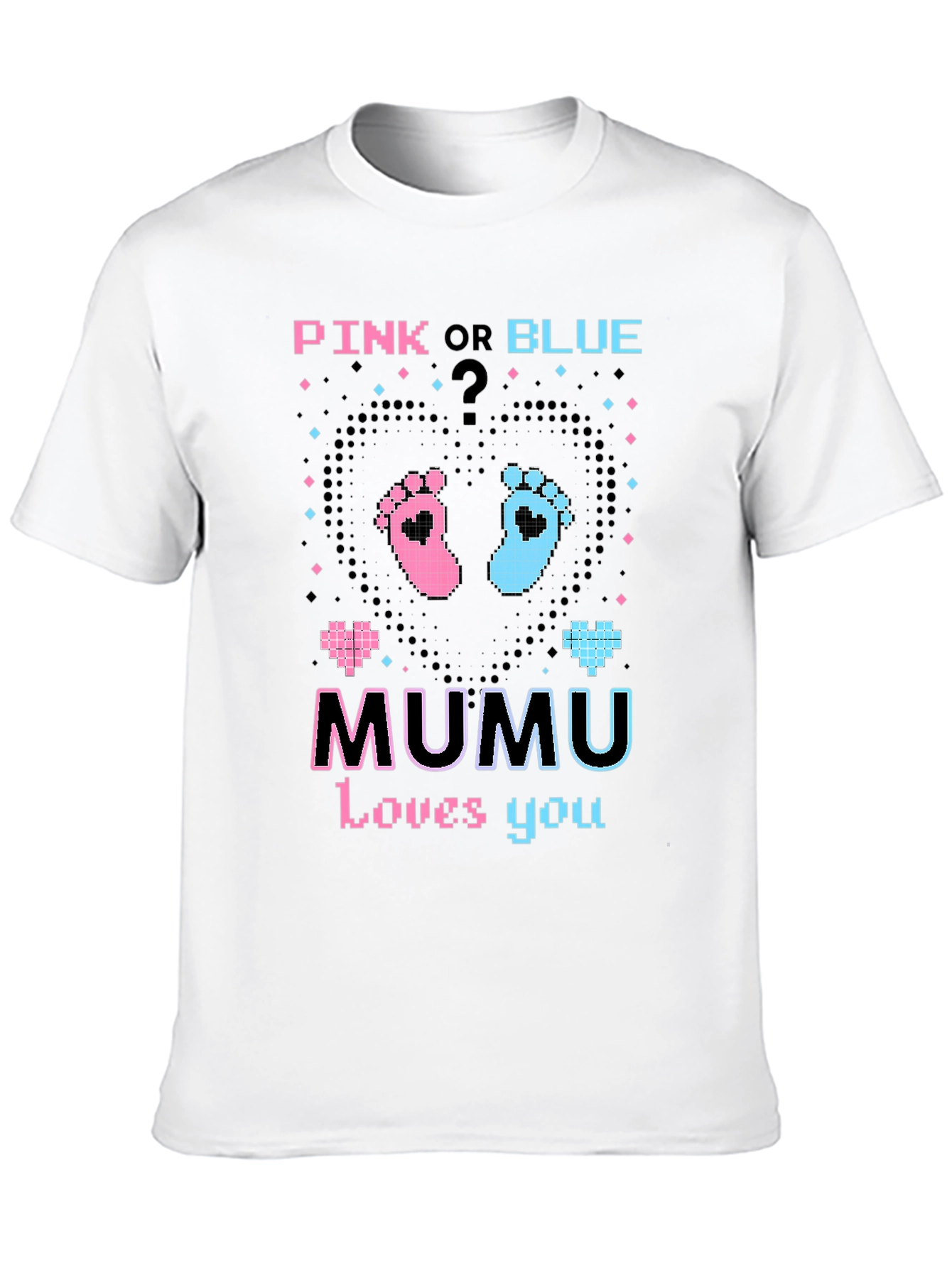 Black Pink or Blue Gender Reveal 'MUMU Loves You' T-Shirt view 10