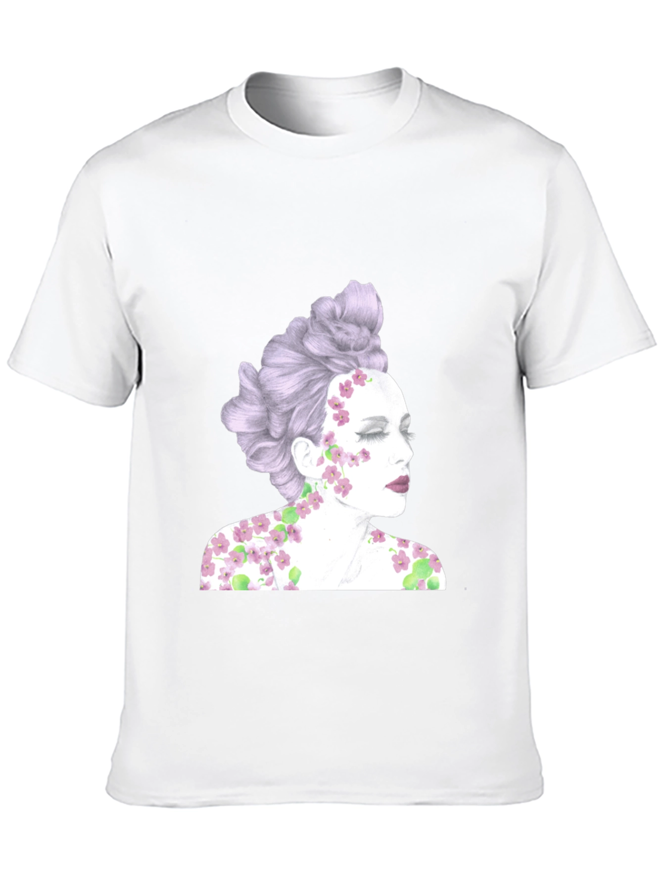 Black Floral Woman Graphic Tee - Unique Design view 10