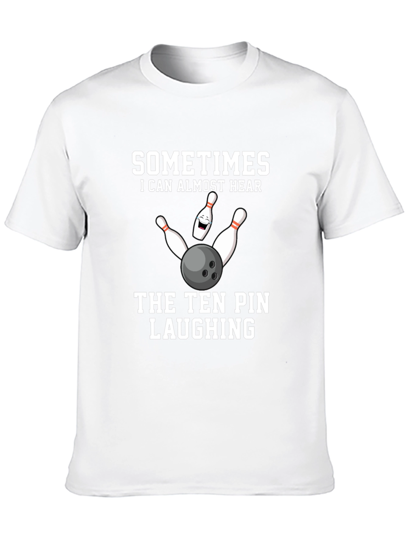 Black Funny Bowling T-Shirt: Ten Pin Laughing Design view 10