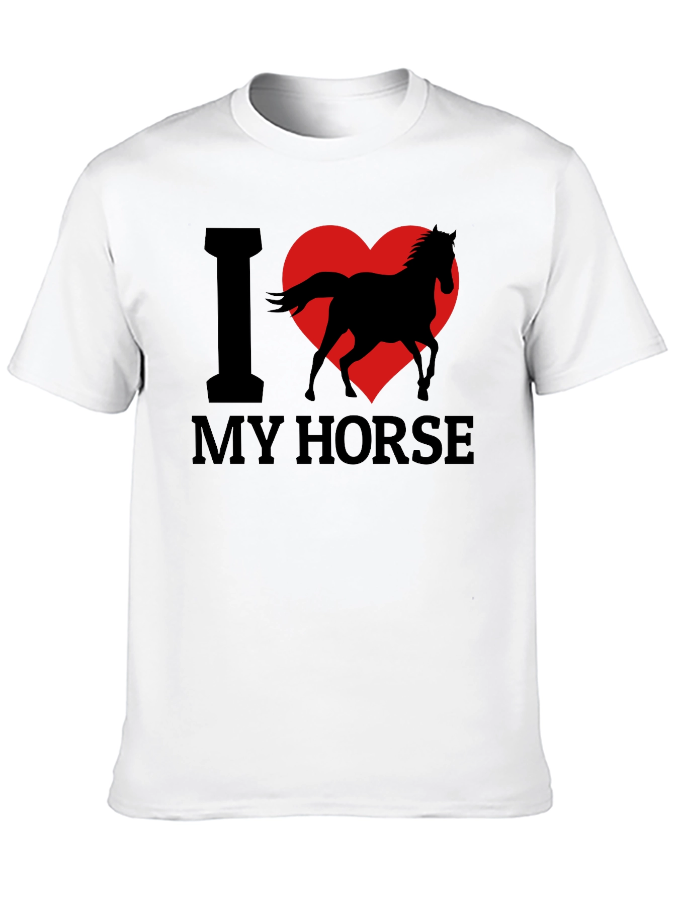 Black I Love My Horse T-Shirt - Black Cotton Tee view 10