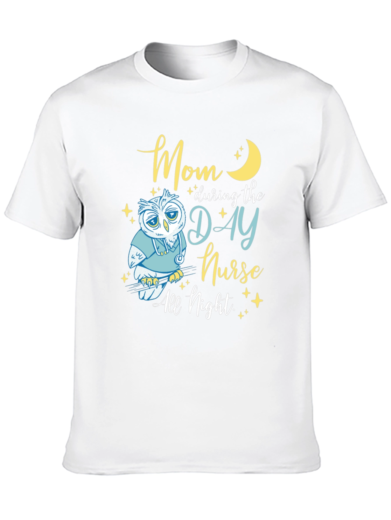 Black Mom Day Nurse, Night Owl T-Shirt - Soft Cotton Blend view 10