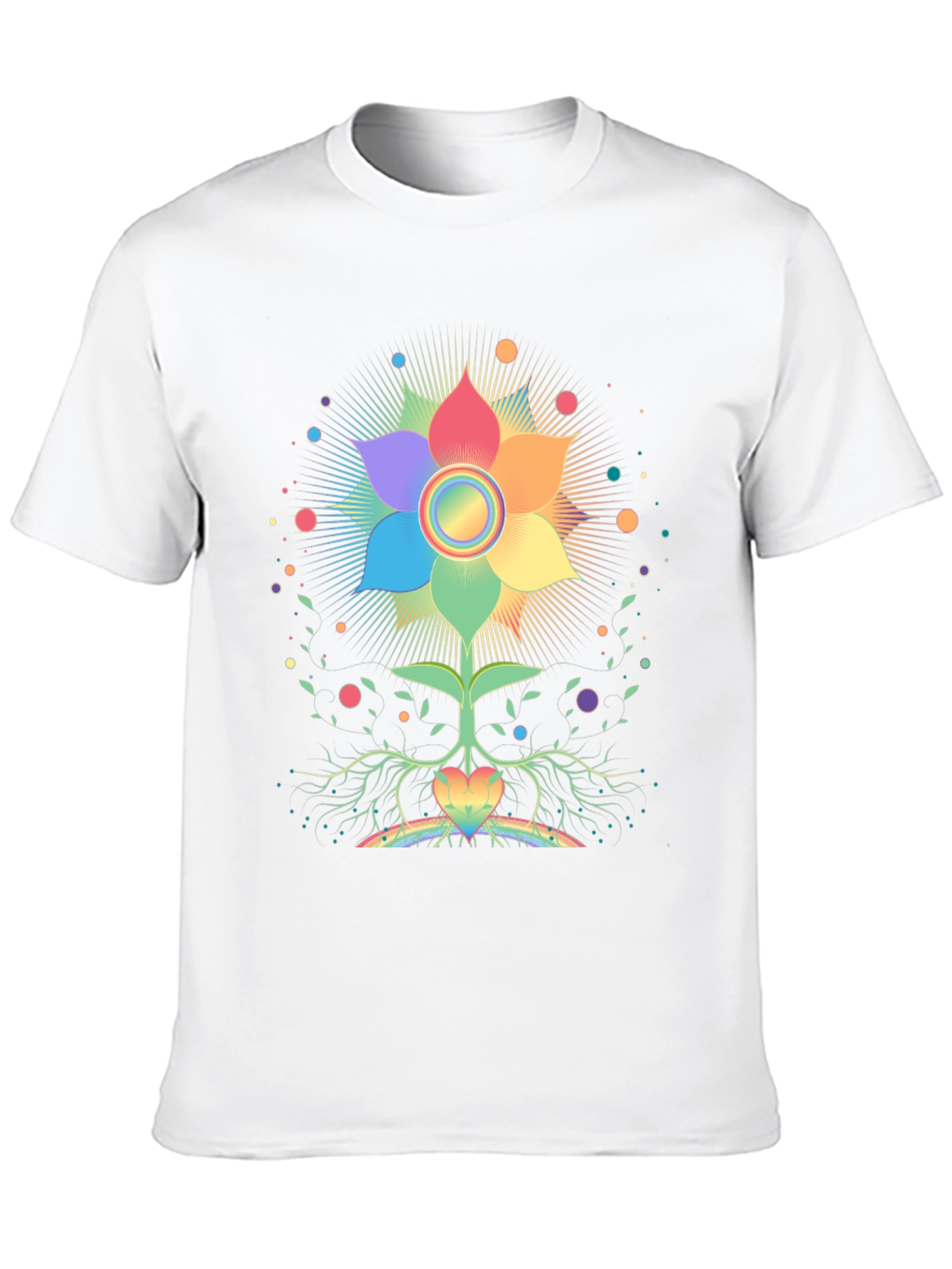 Black Rainbow Flower Chakra Tree Black T-Shirt view 10