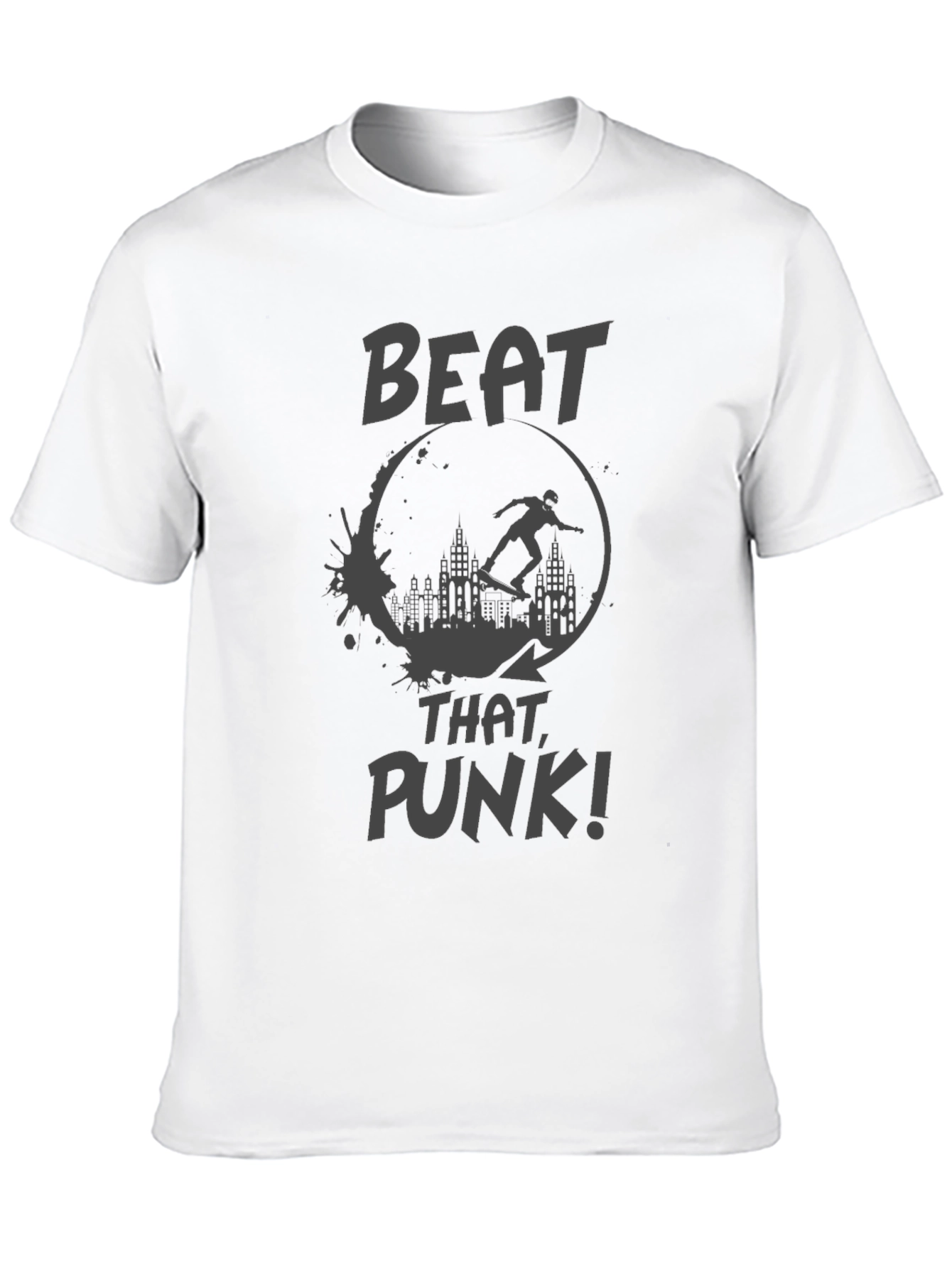 Black Beat That Punk T-Shirt - Skateboarder City Scene view 10