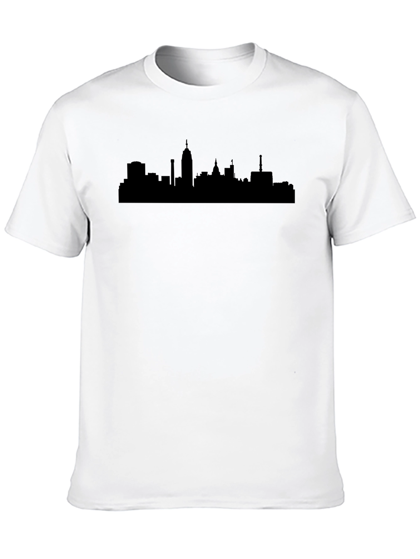 Black Cityscape Graphic Tee - Black Cotton T-Shirt view 10