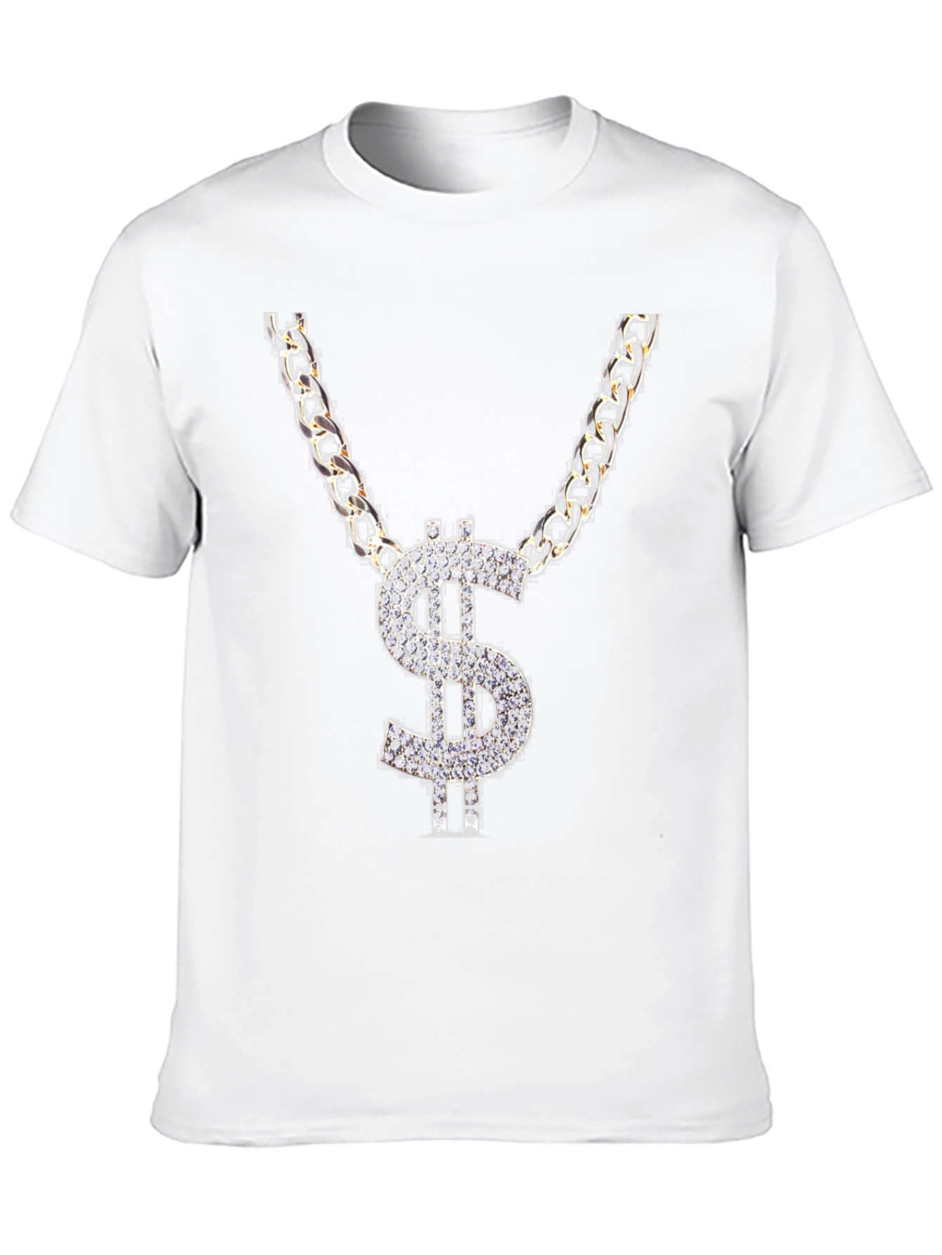 Black Dollar Sign Chain Graphic T-Shirt view 10