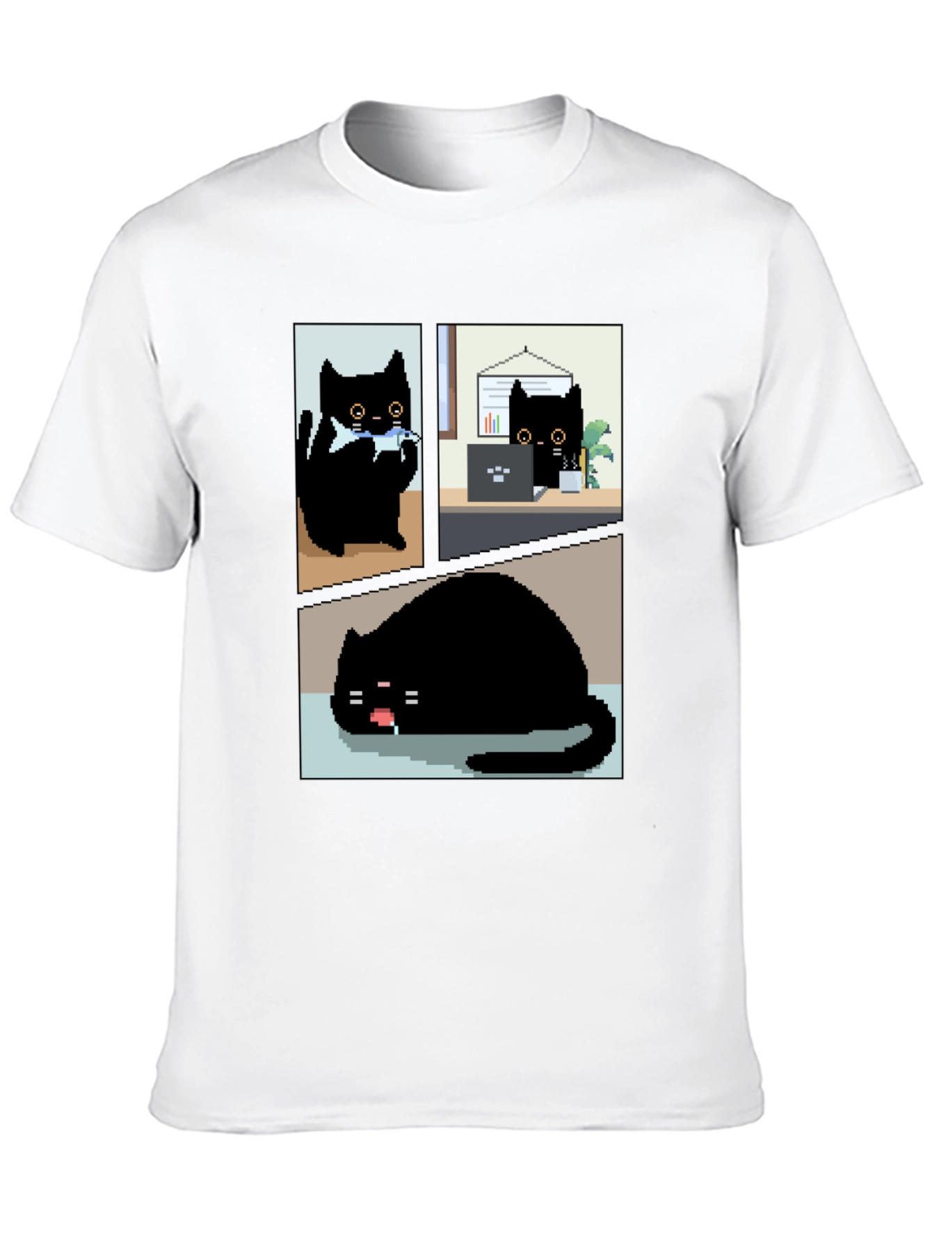 Black Pixel Black Cat T-Shirt - Cute & Funny view 10