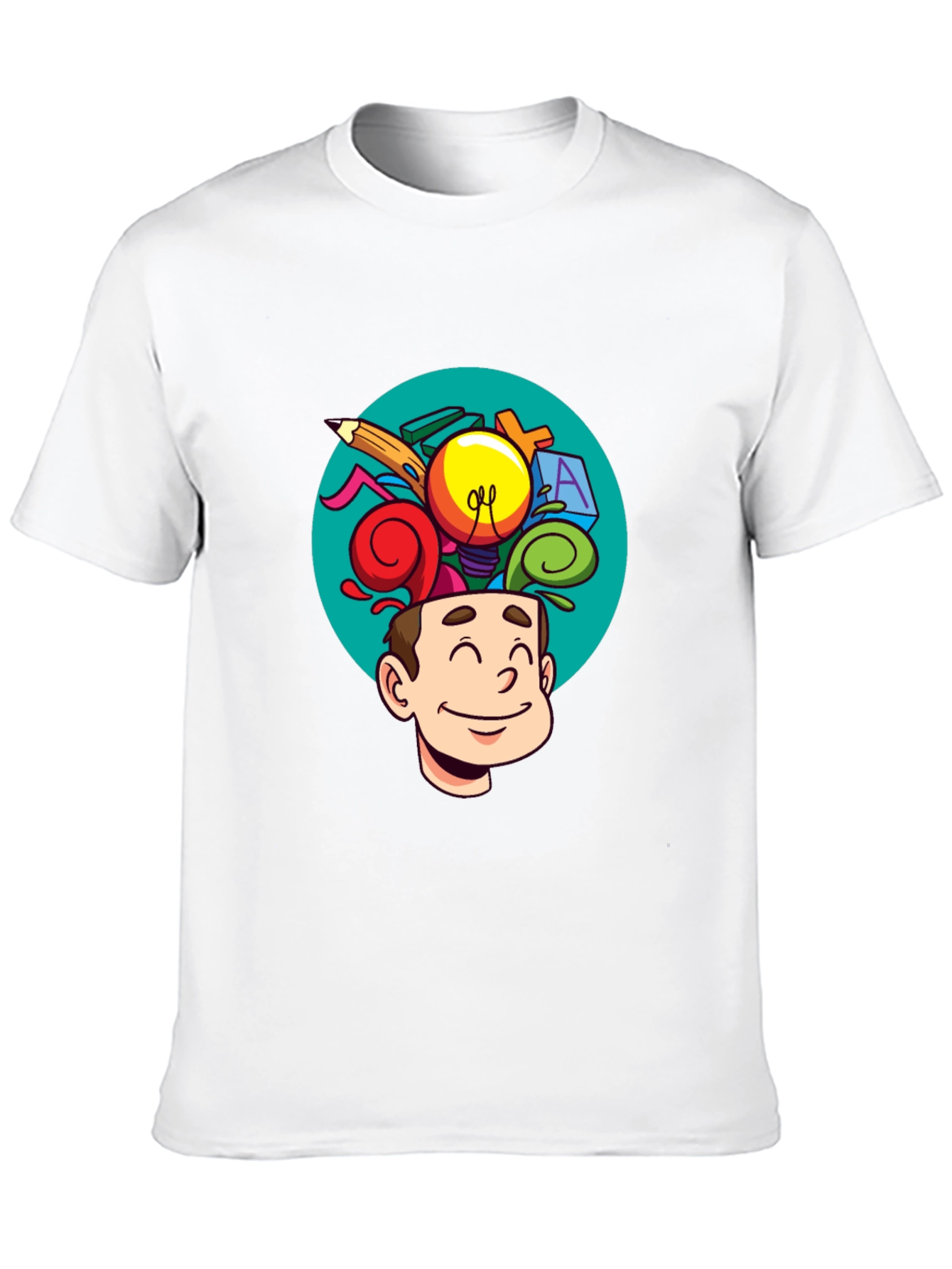 Black Creative Mind T-Shirt - Cartoon Brain view 10