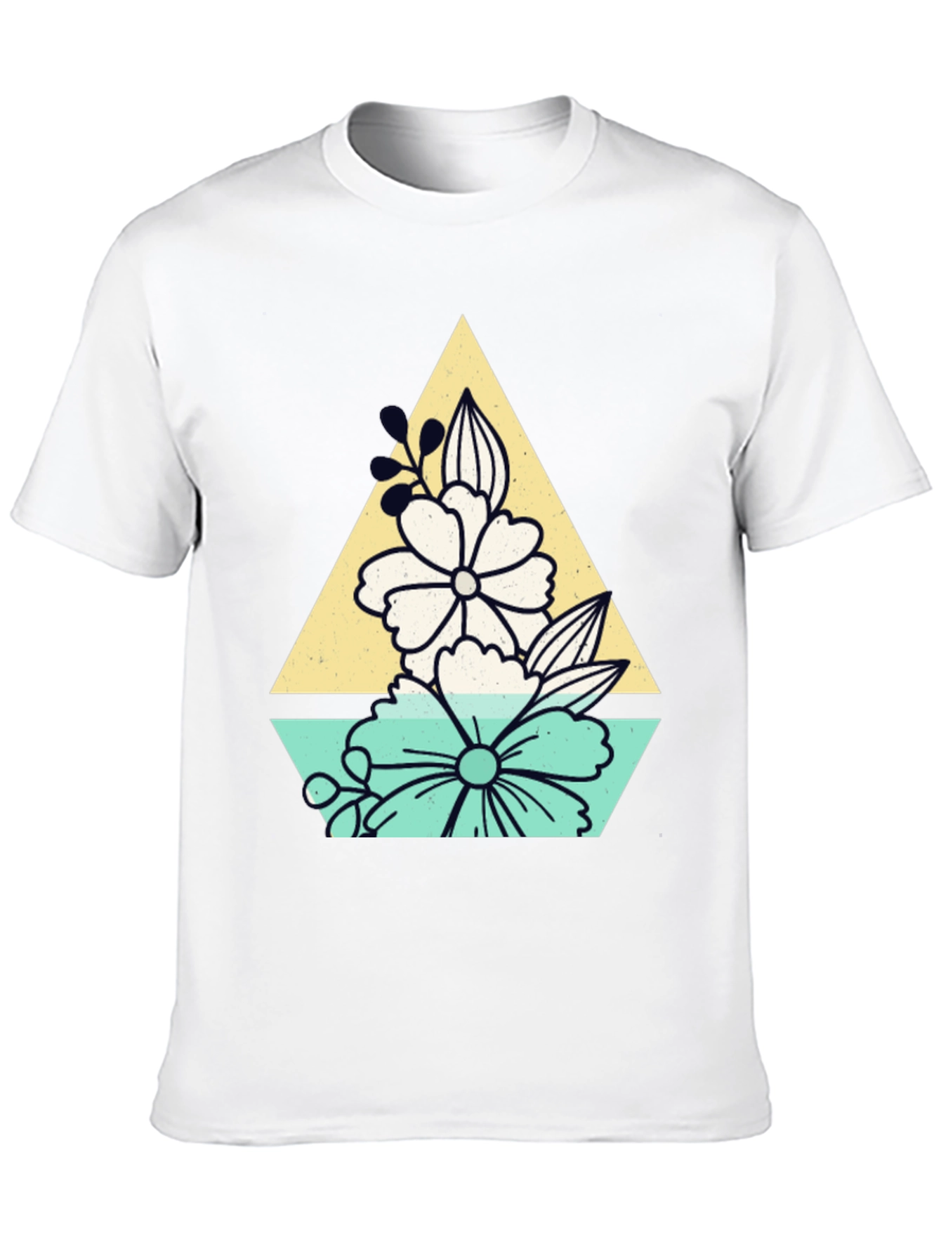 Black Floral Triangle Graphic T-Shirt view 10
