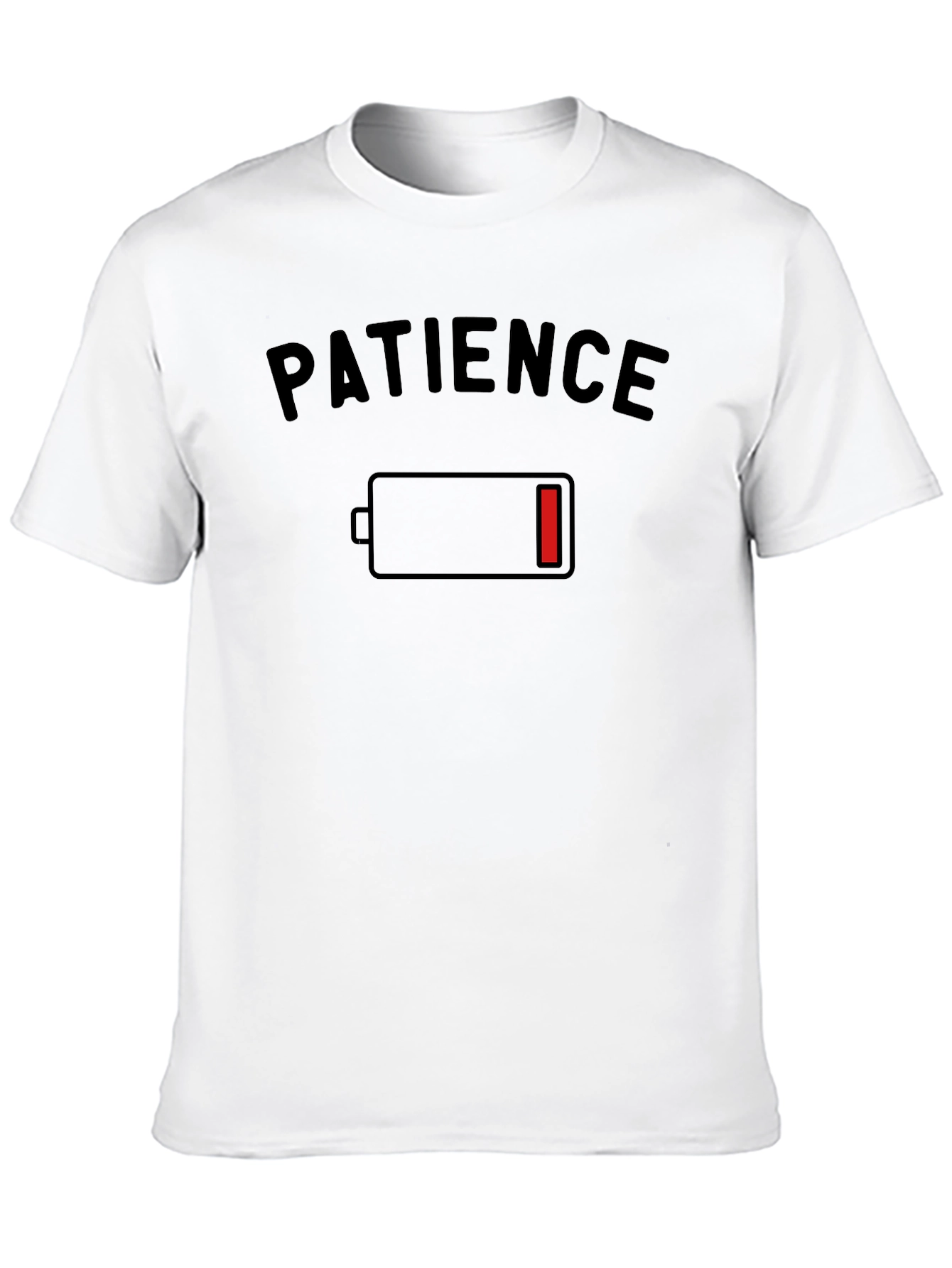 Black Patience Low Battery Black Graphic T-Shirt view 10