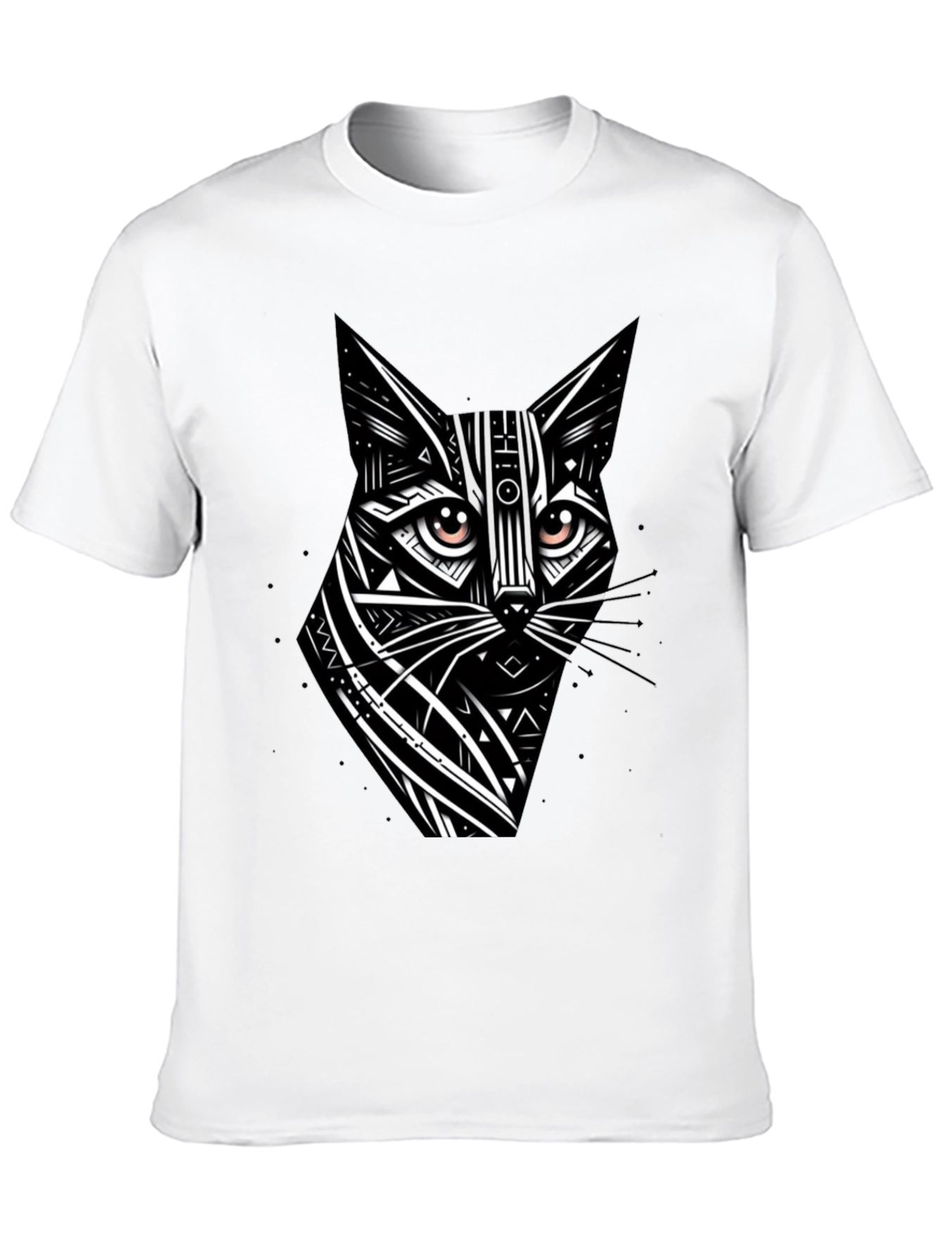 Black Tribal Cat Graphic Black T-Shirt view 10