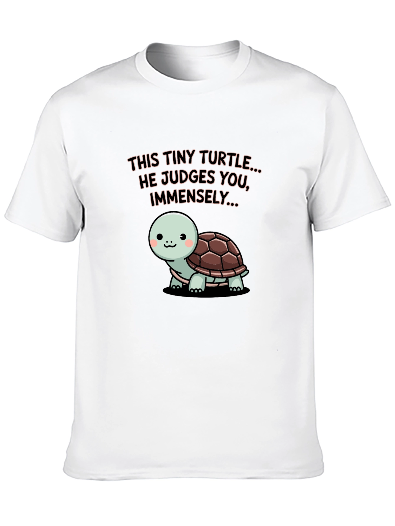 Black Tiny Turtle Judges You Graphic Tee view 10