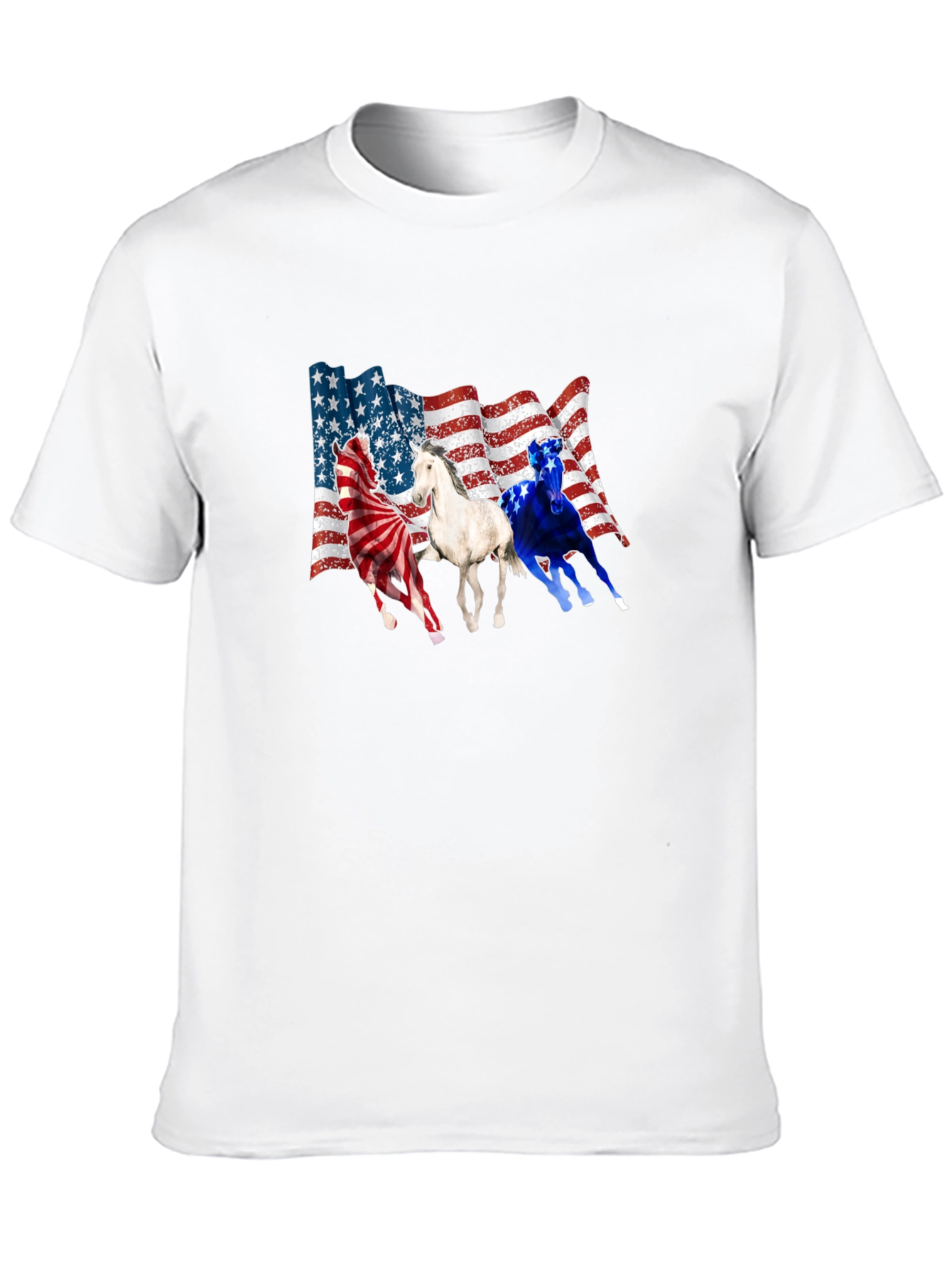 Black Patriotic Horses USA Flag T-Shirt view 10