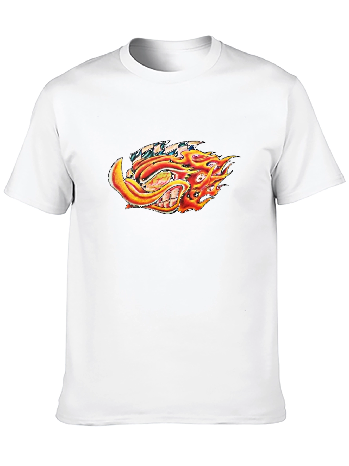 Black Fiery Cartoon Graphic Black T-Shirt view 10