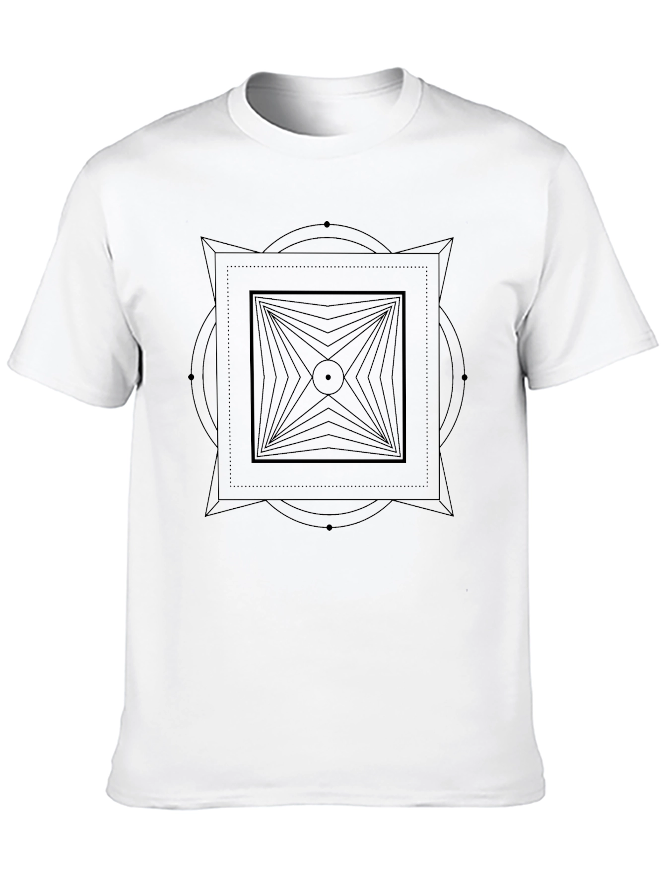Black Geometric Square Design Black Graphic Tee view 10