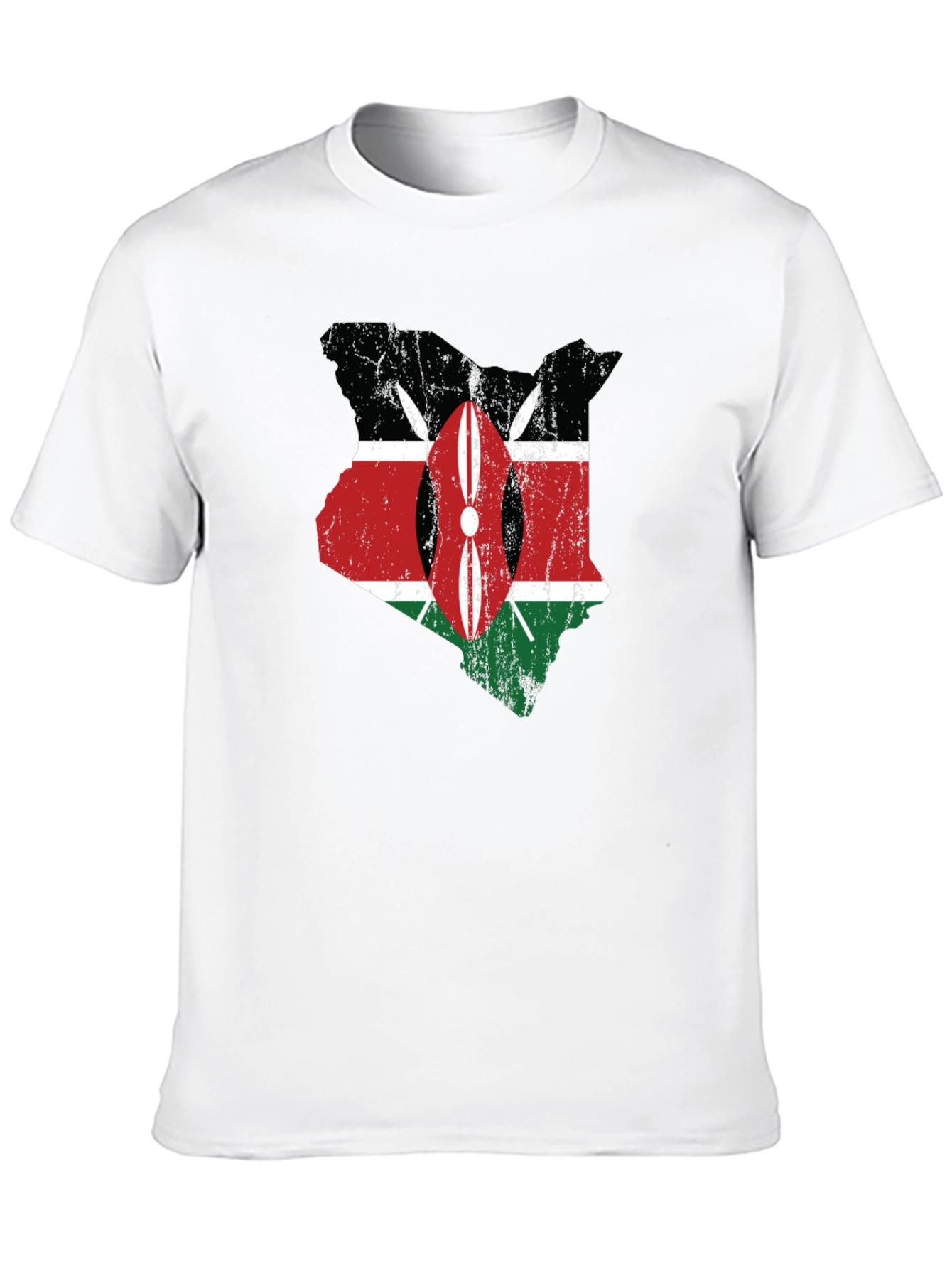 Kenya Flag Map T-Shirt - Distressed Graphic Tee - 10