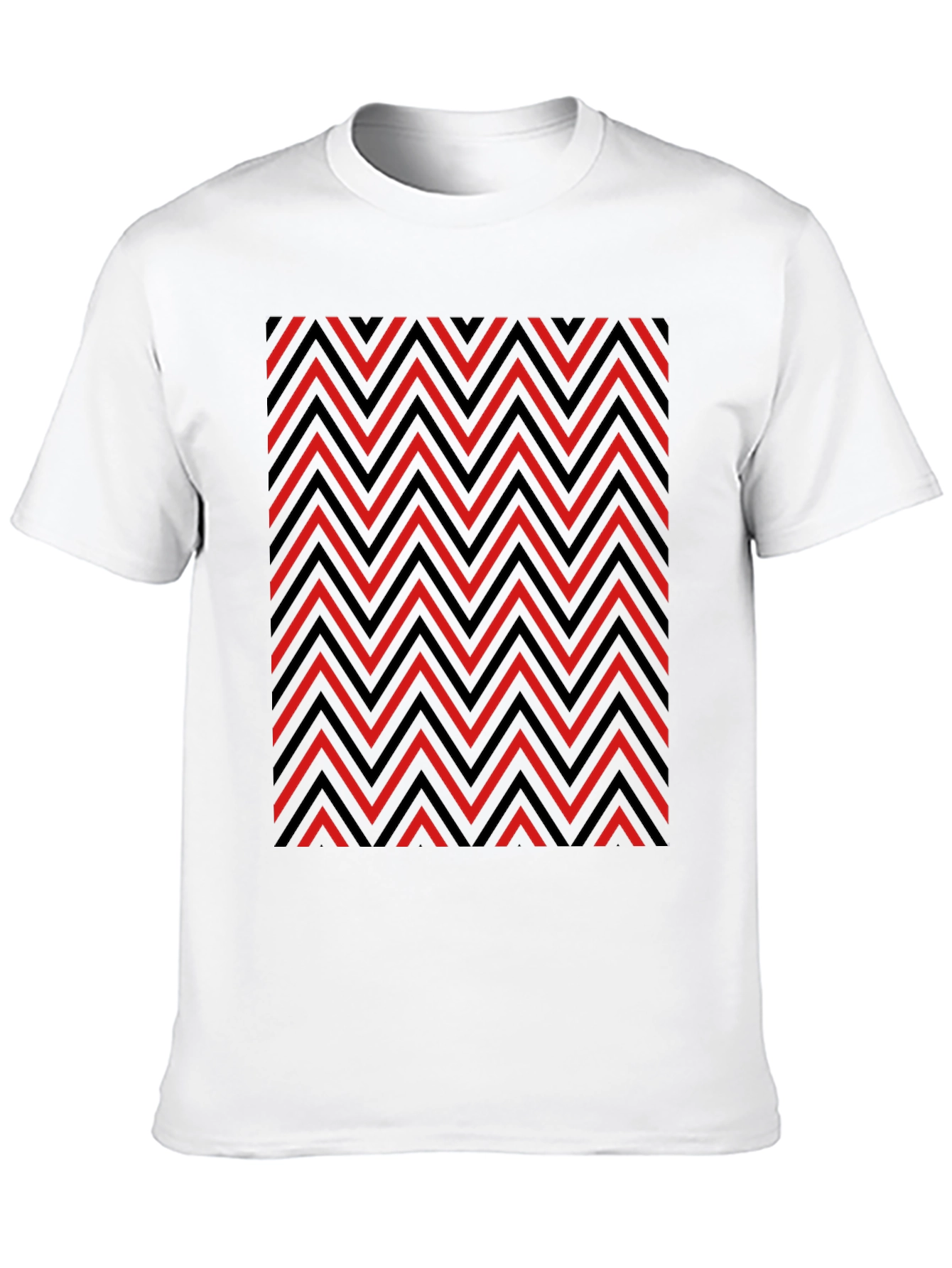 Black Zigzag Patterned Graphic Tee - Red and Black view 10