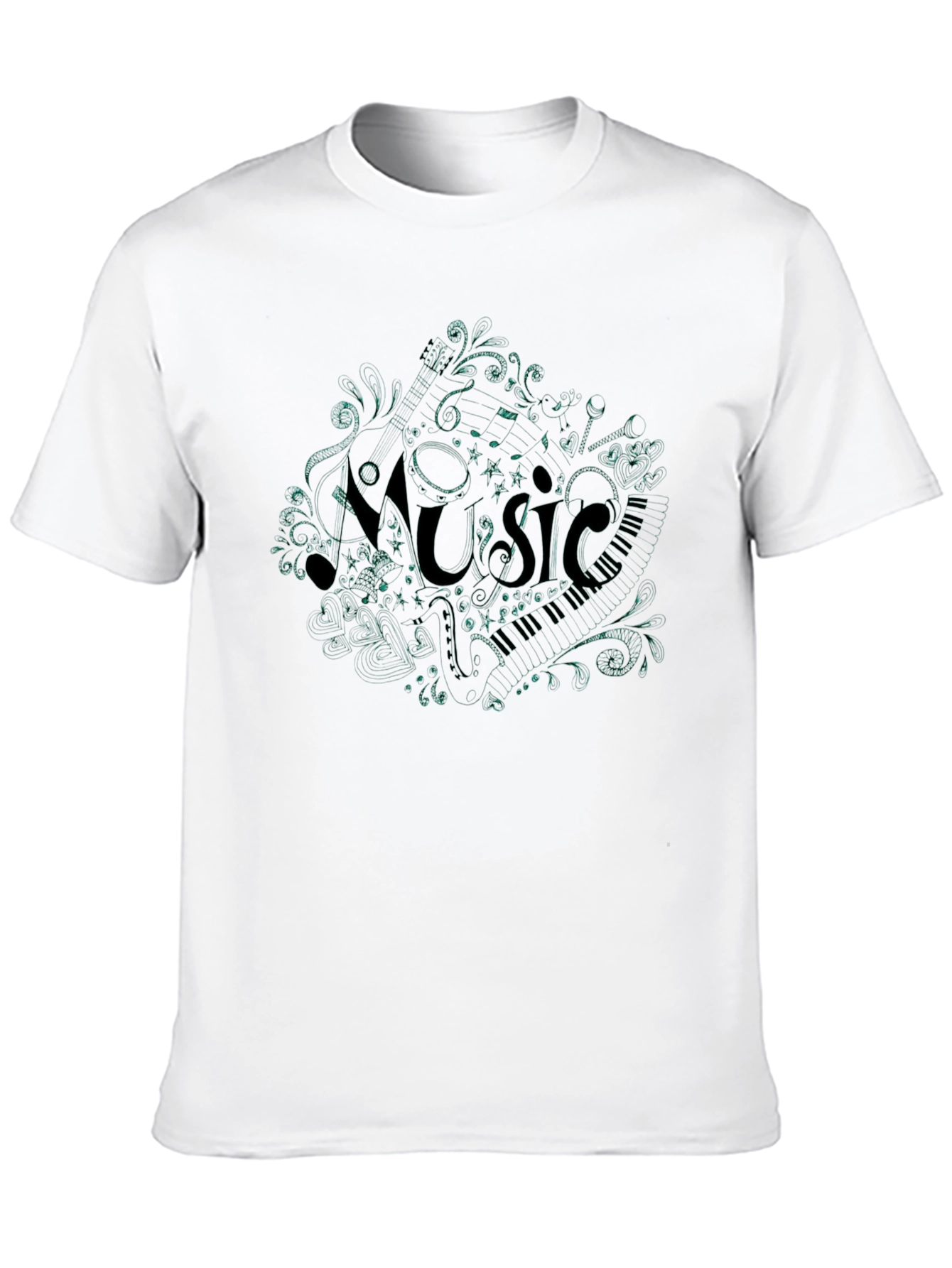Black Music Notes T-Shirt - Stylish Graphic Tee view 10