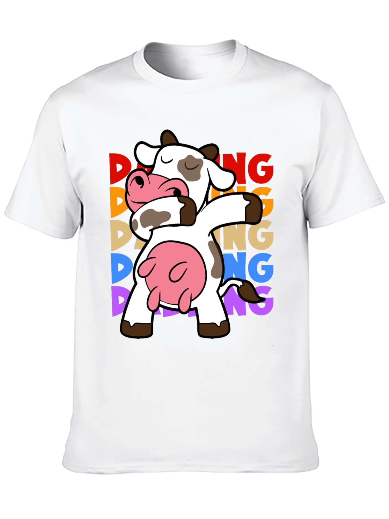 Black Dabbing Cow Graphic Tee - Funny Animal T-Shirt view 10