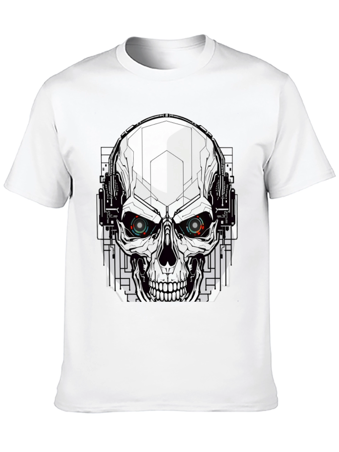 Black Tech Skull Graphic Tee - Edgy Streetwear view 10