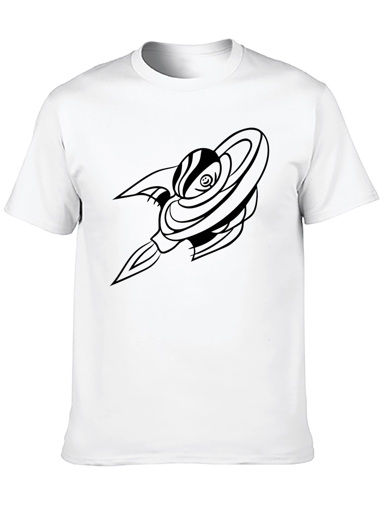 Black Unique Black Graphic Tee - Saturn Rocket Design view 10