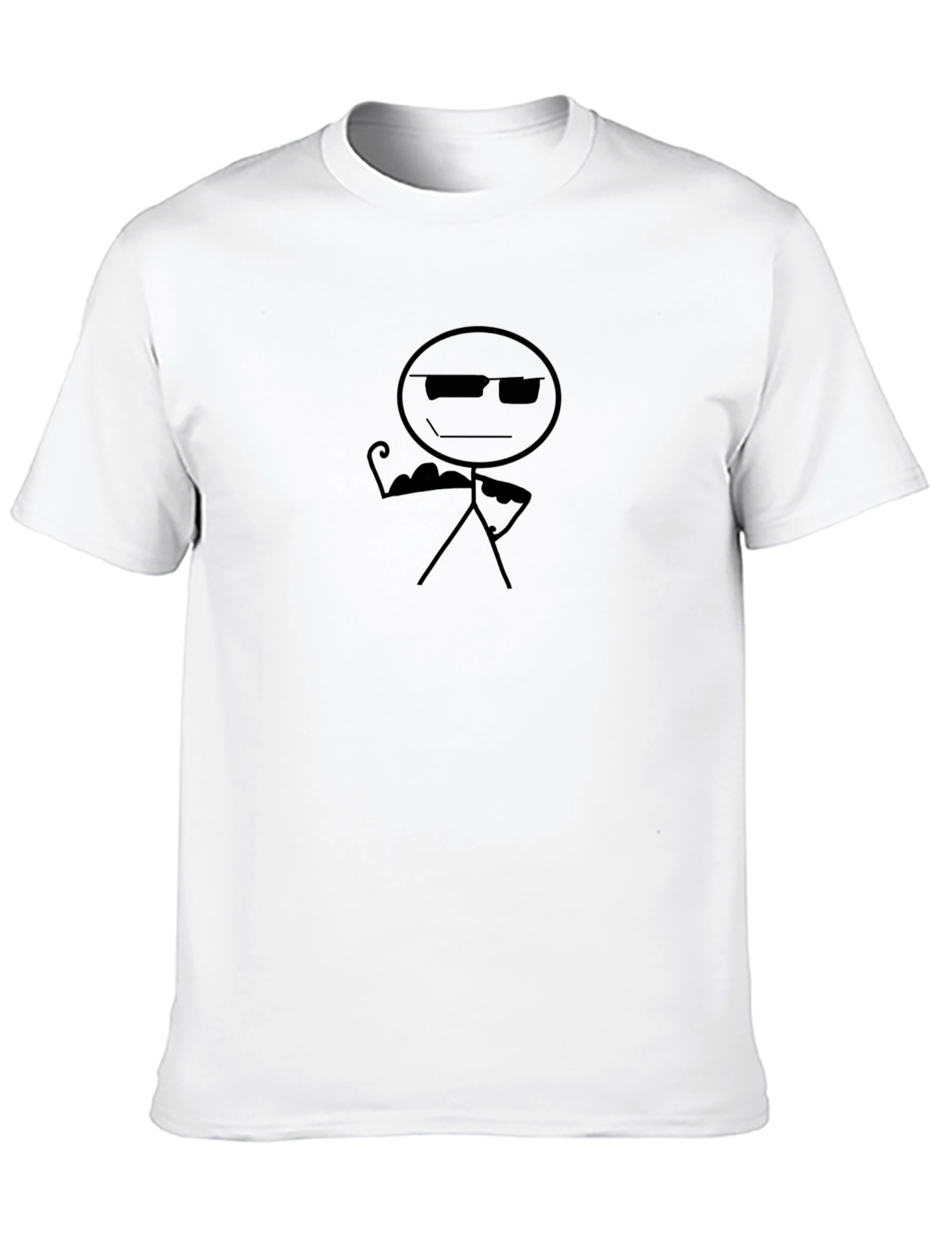 Black Cool Stick Figure Muscle T-Shirt - Black Cotton Tee view 10
