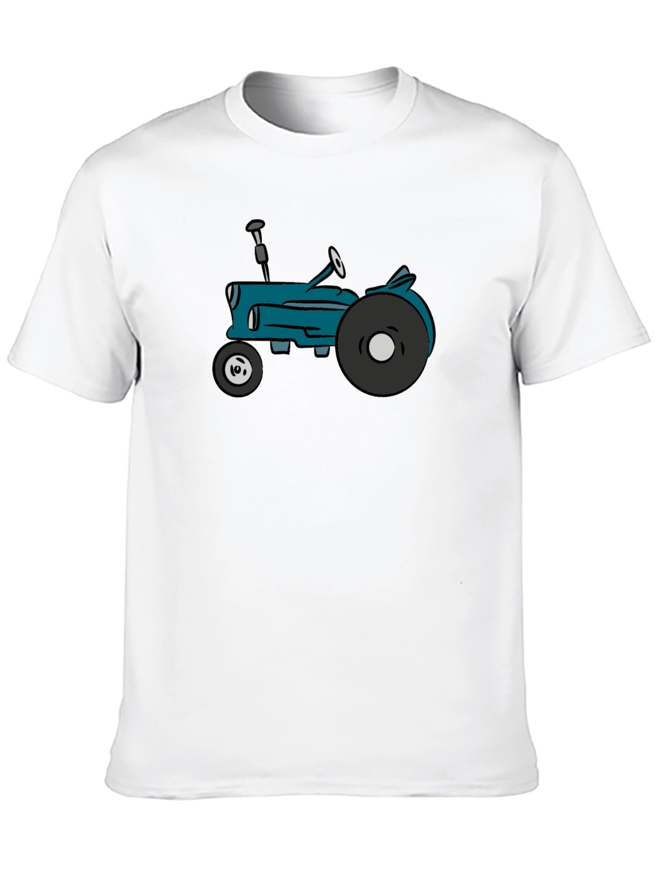 Black Cartoon Tractor Graphic Tee - Black Cotton T-Shirt view 10