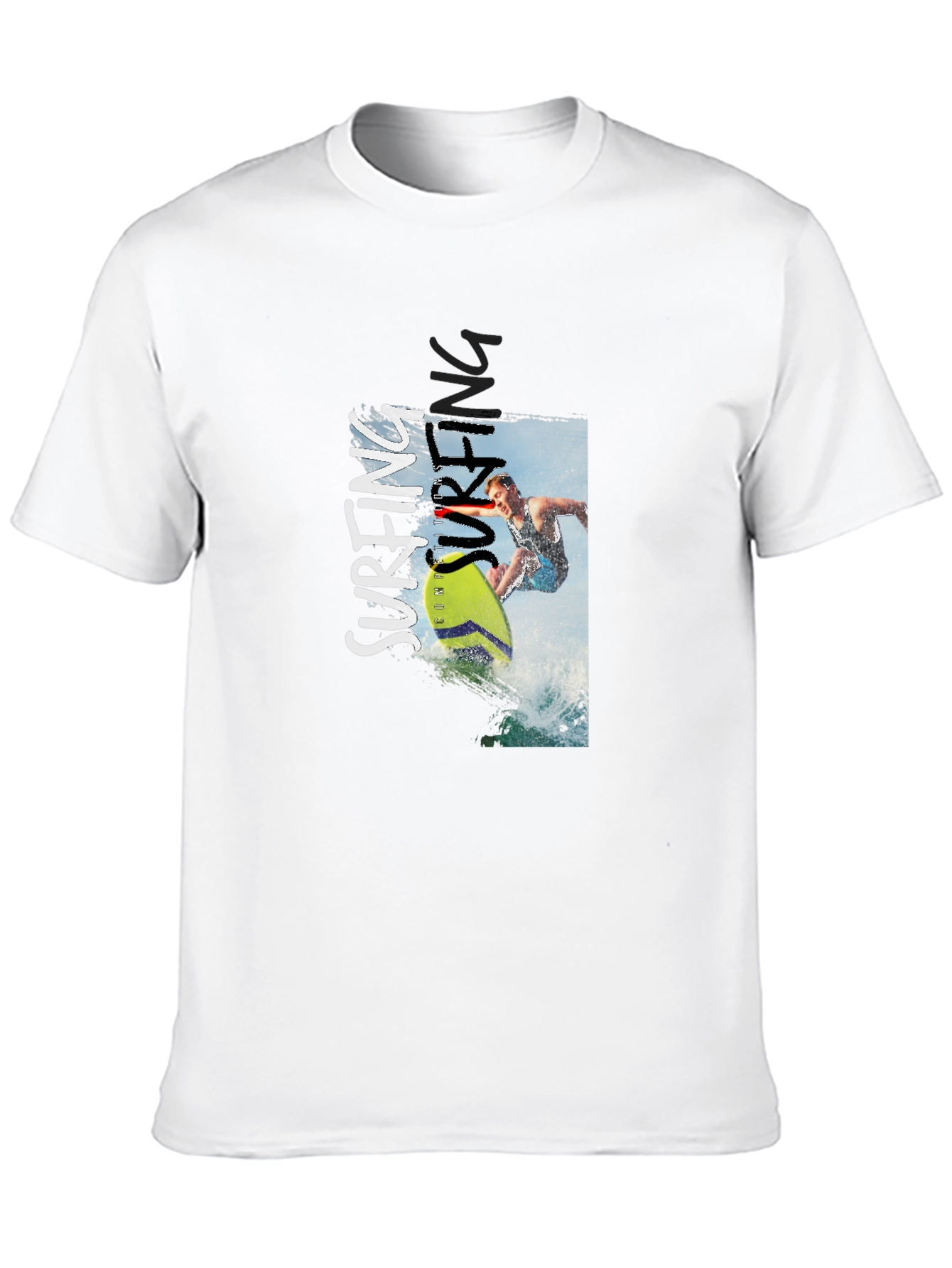 Black Surfing Graphic Print Tee - Black Cotton T-Shirt view 10