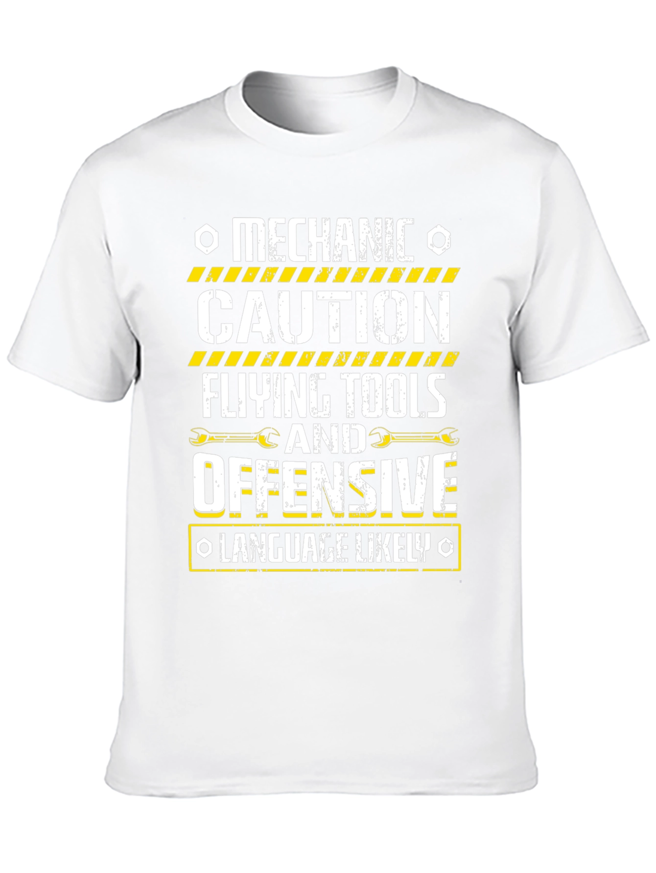 Black Mechanic Caution T-Shirt Funny Offensive Language view 10