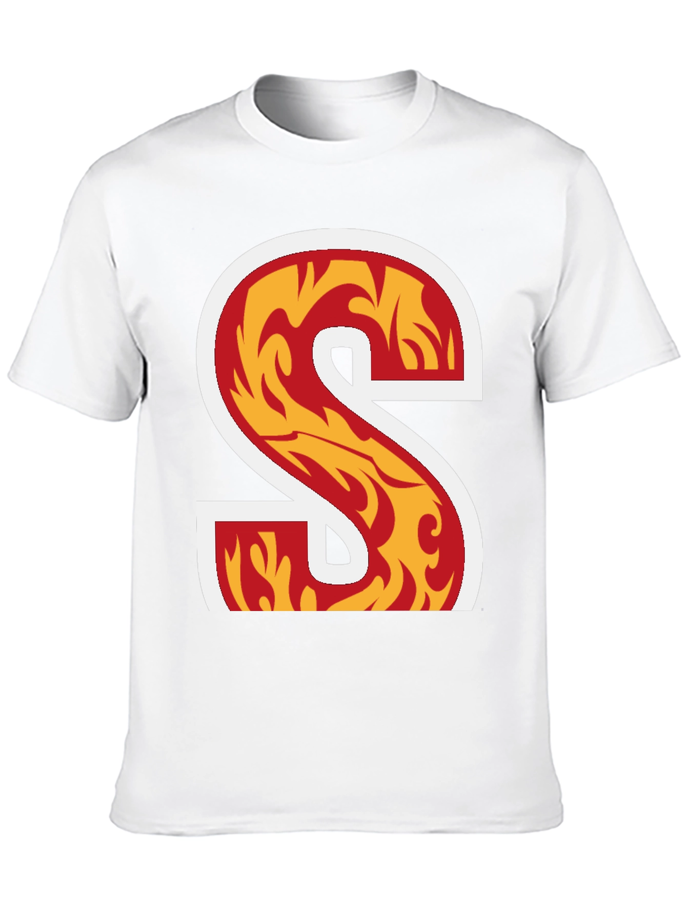 Black Fiery Letter S Graphic Tee - Bold Statement Shirt view 10