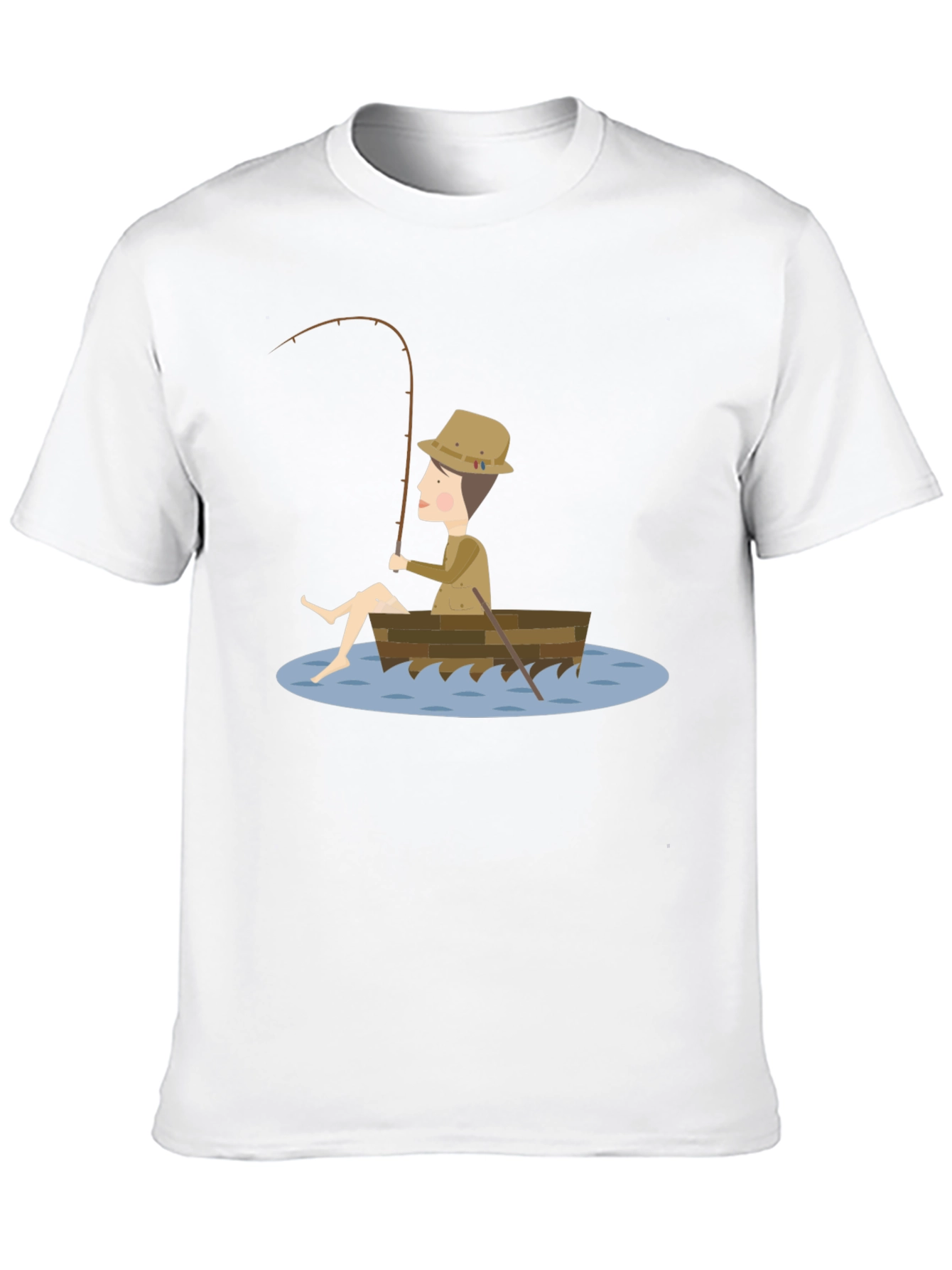 Black Fishing Cartoon Graphic Tee Shirt view 10