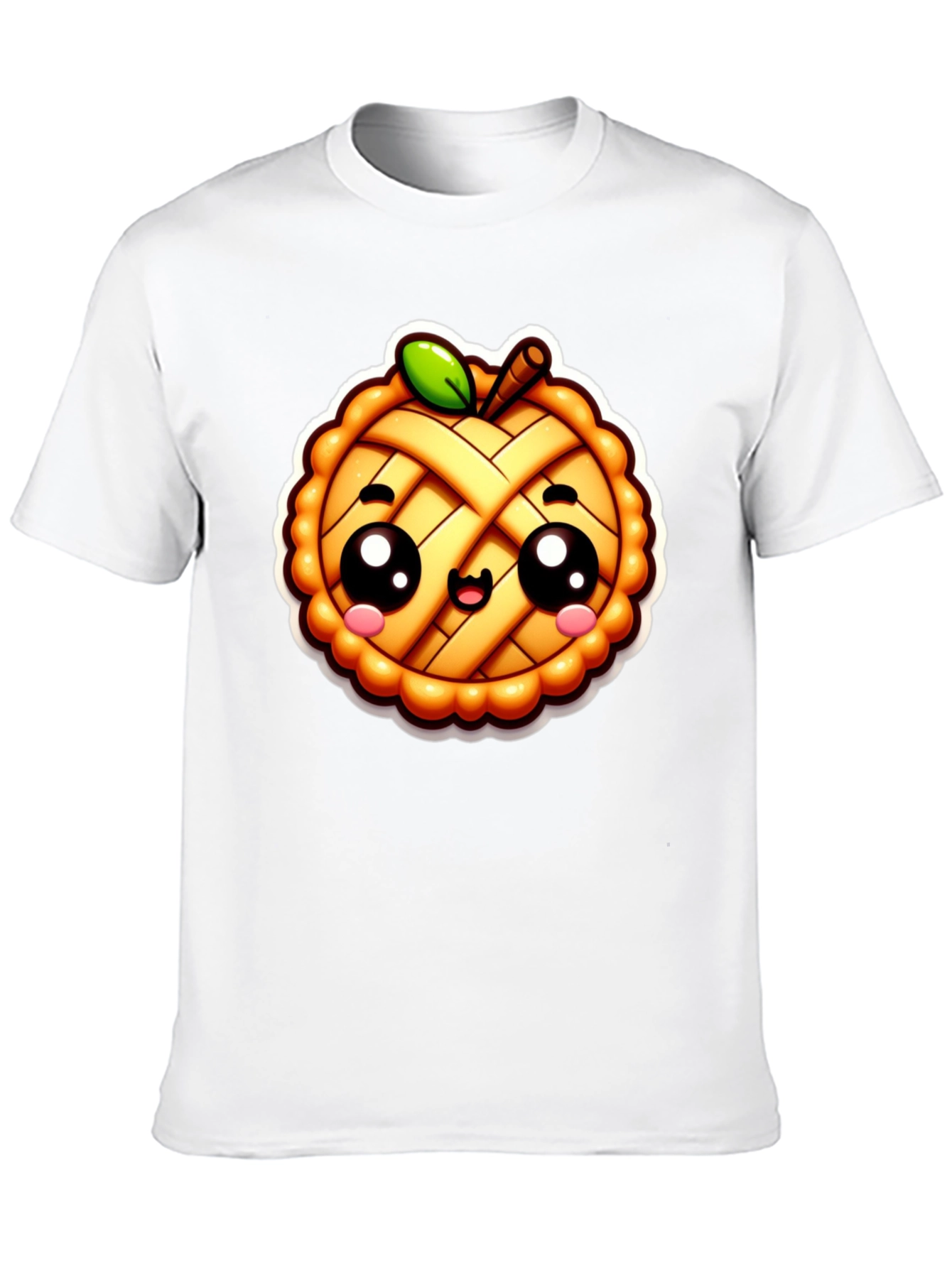 Black Cute Apple Pie Cartoon Black T-Shirt view 10
