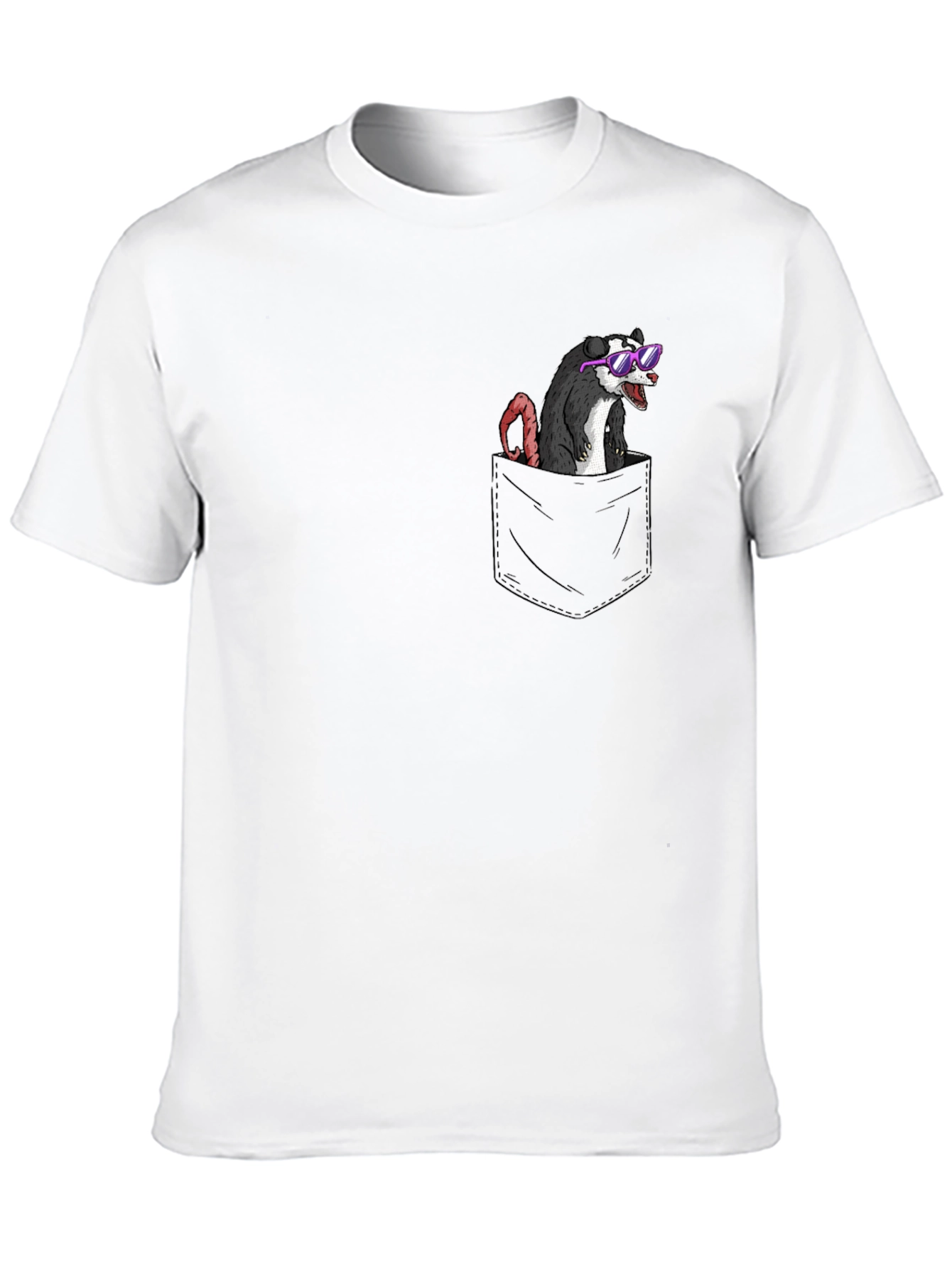 Black Cool Opossum Pocket T-Shirt - Funny Animal Graphic Tee view 10