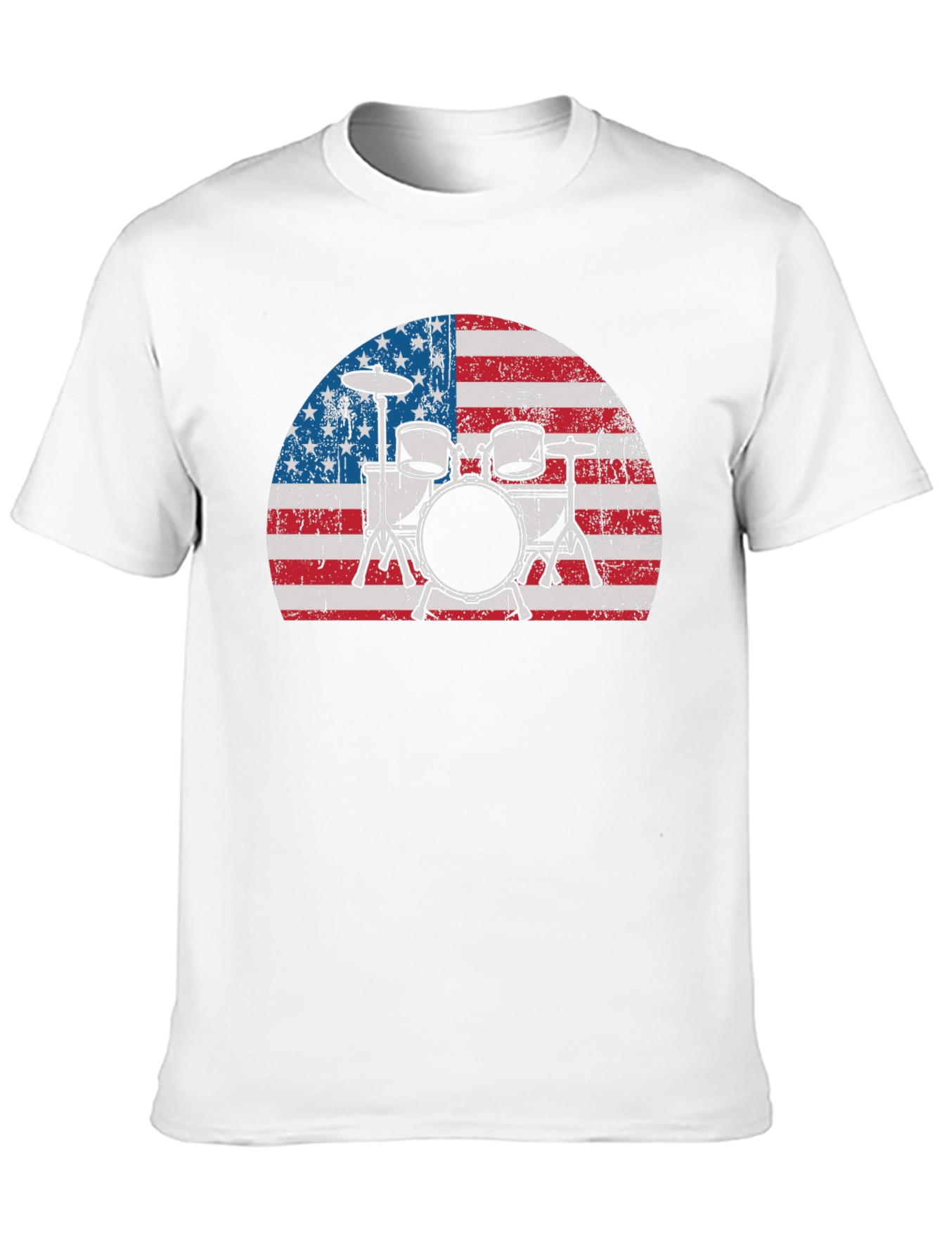 Black American Flag Drum Set T-Shirt view 10