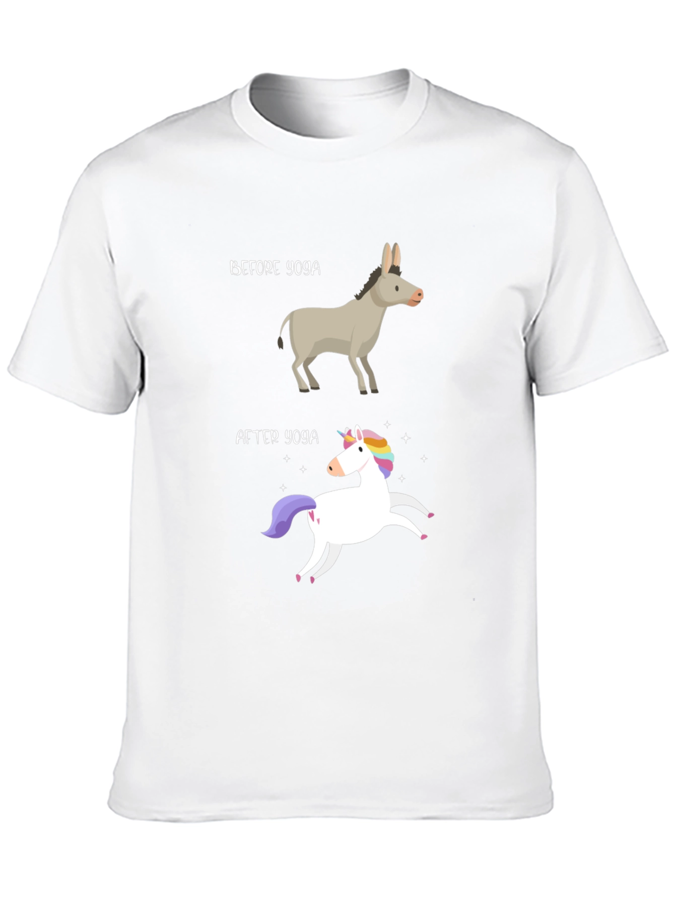 Black Yoga Humor T-Shirt - Donkey to Unicorn Transformation view 10