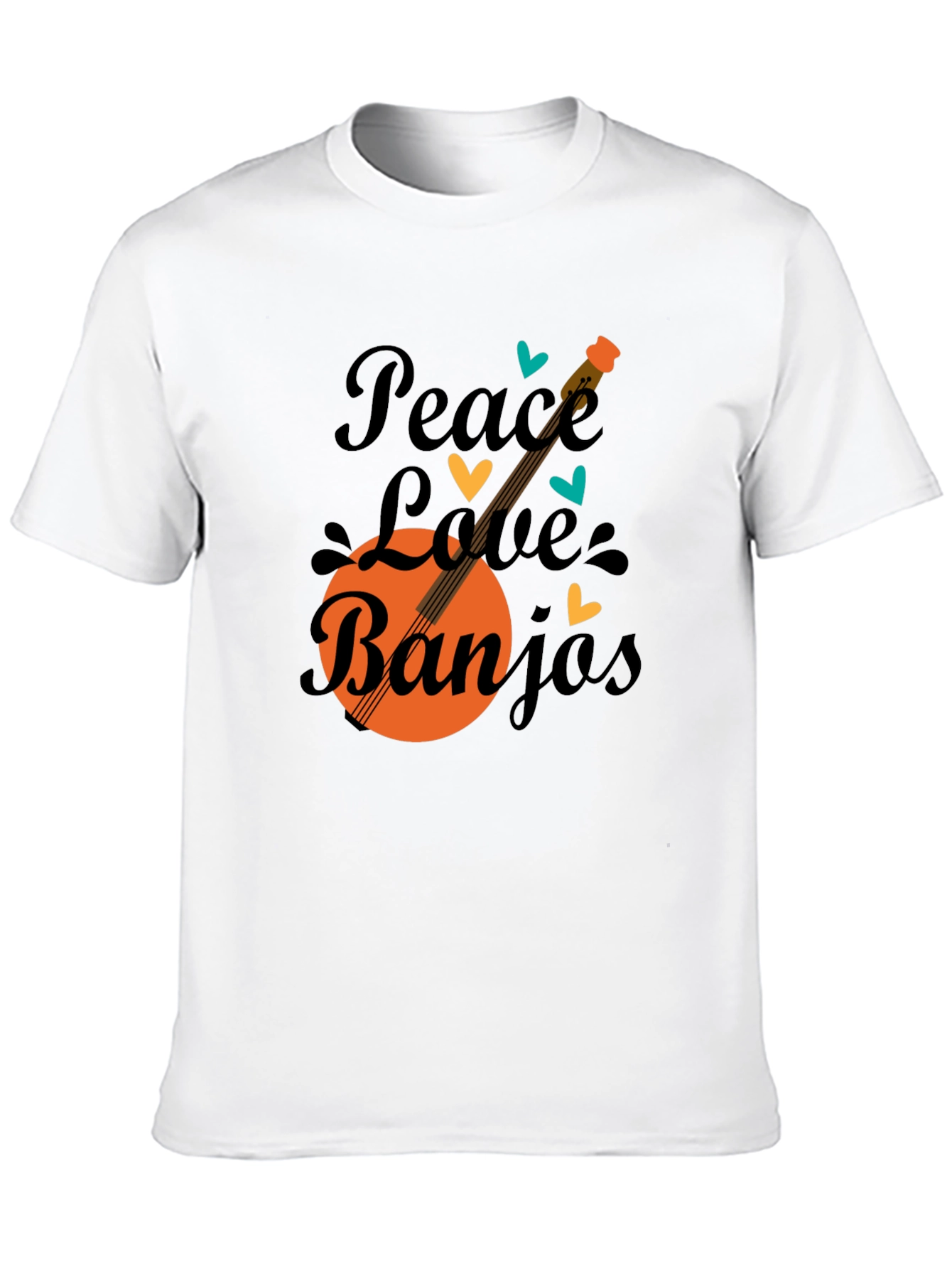 Black Peace Love Banjos T-Shirt - Black view 10