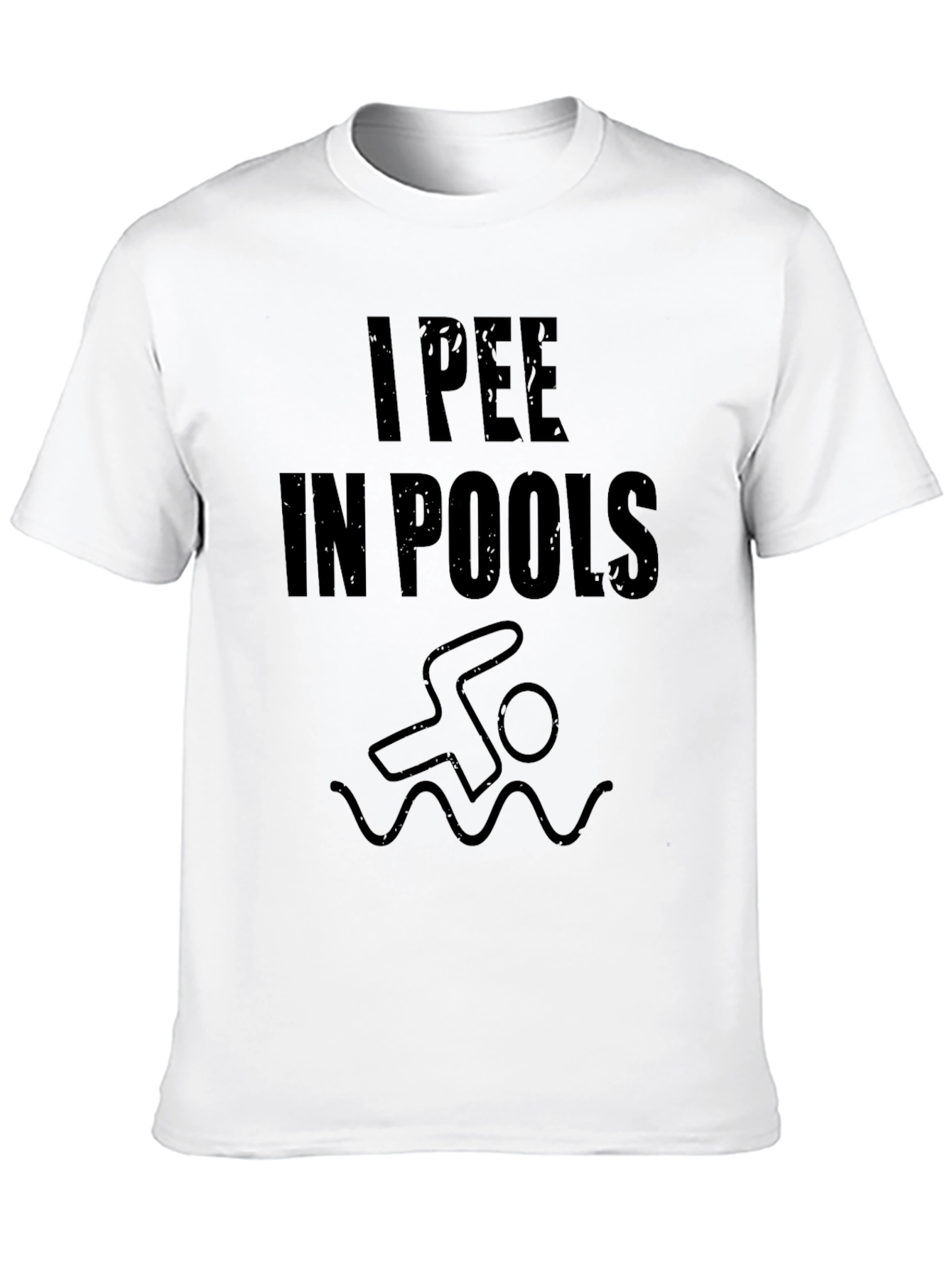 Black I Pee in Pools Graphic T-Shirt - Black Crew Neck view 10